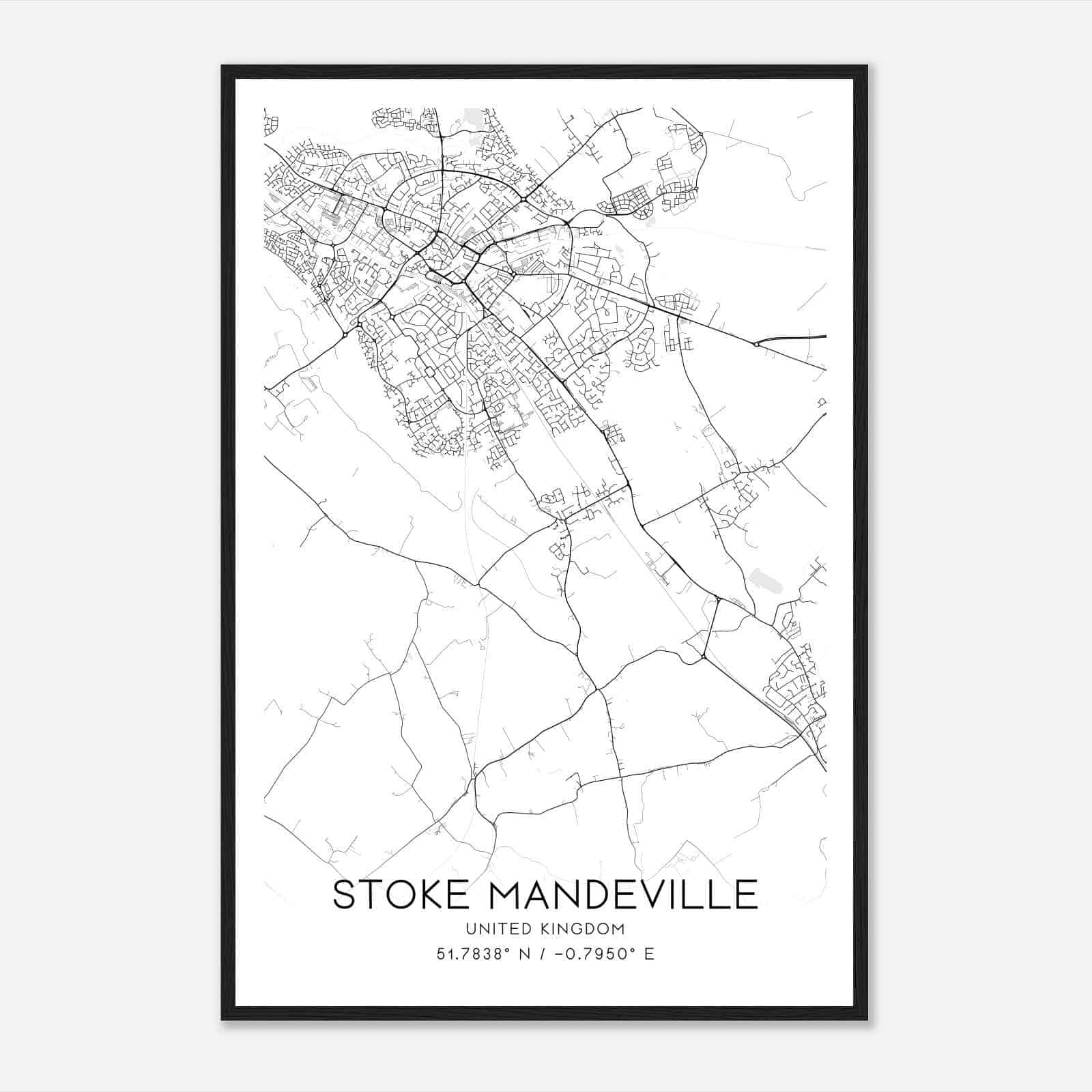 Stoke Mandeville United Kingdom Map Poster, Modern Home Decor Wall Art Print