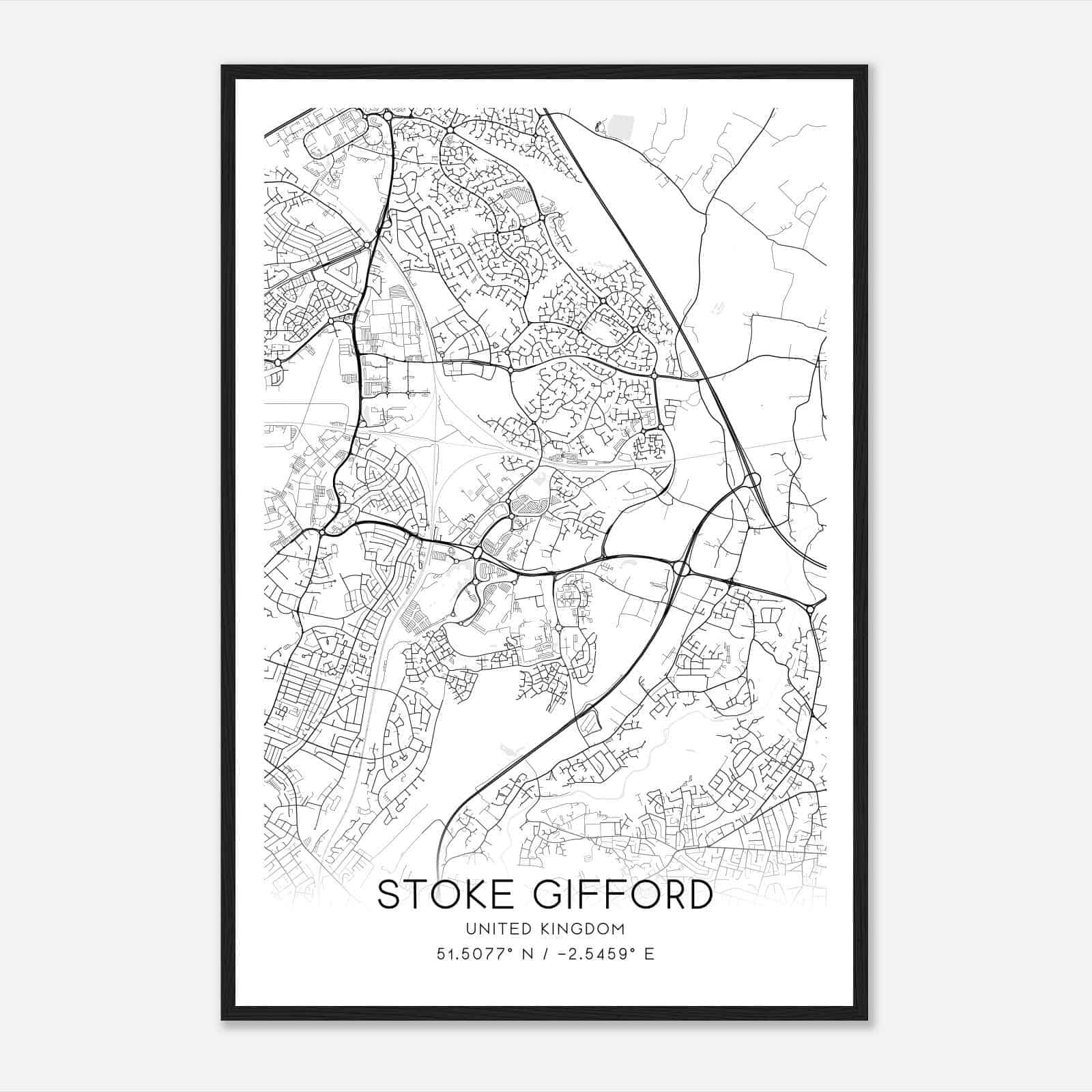 Stoke Gifford United Kingdom Map Poster, Modern Home Decor Wall Art Print