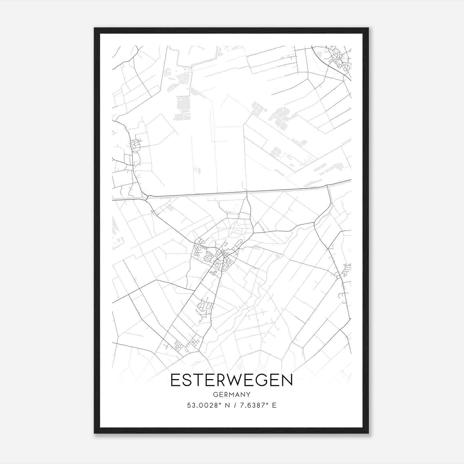 Esterwegen Germany Map Poster, Modern Home Decor Wall Art Print