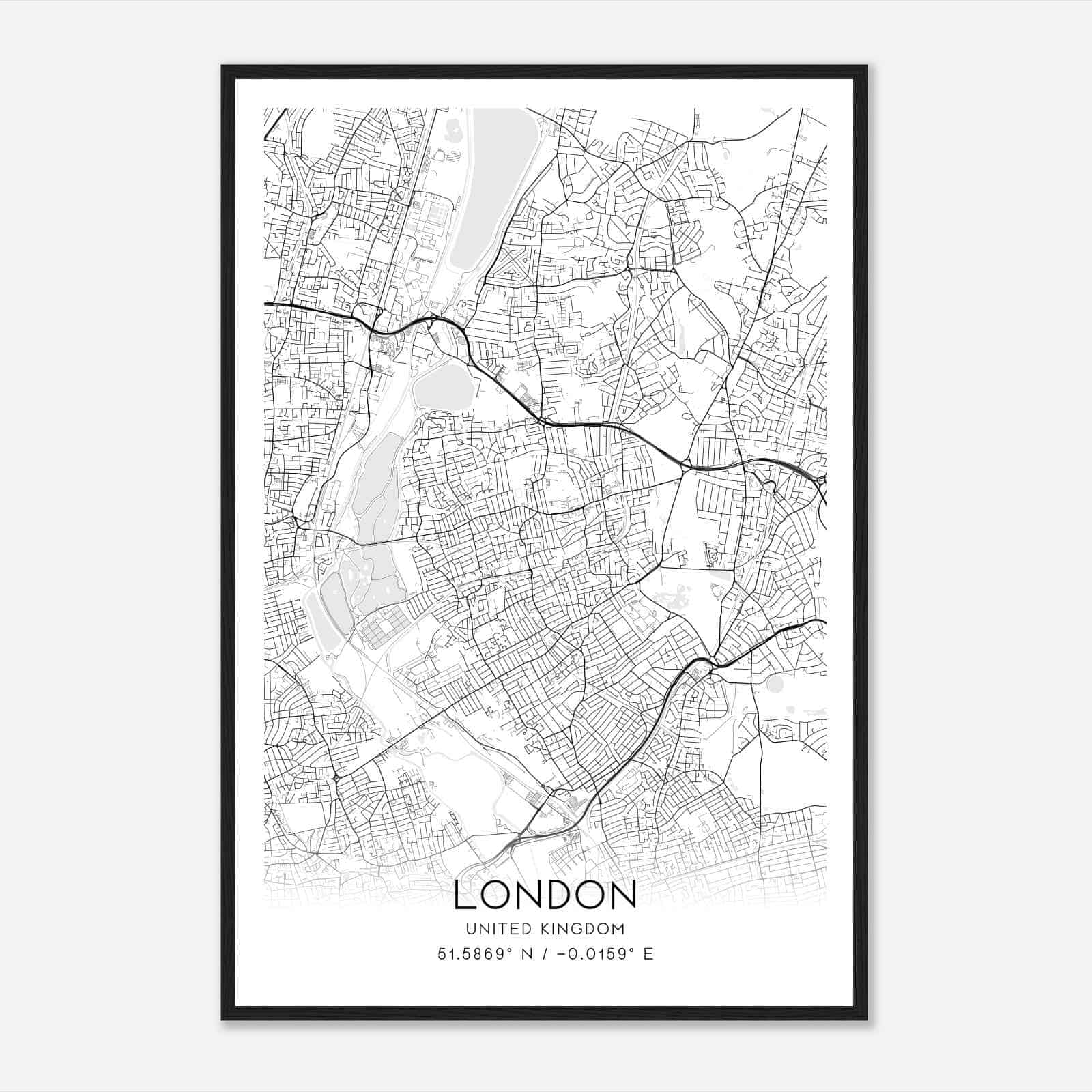 Walthamstow United Kingdom Map Poster, Modern Home Decor Wall Art Print