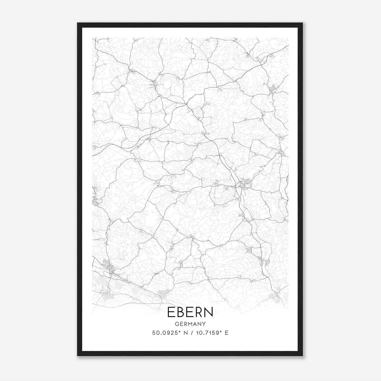 Ebern Germany Map Poster, Modern Home Decor Wall Art Print