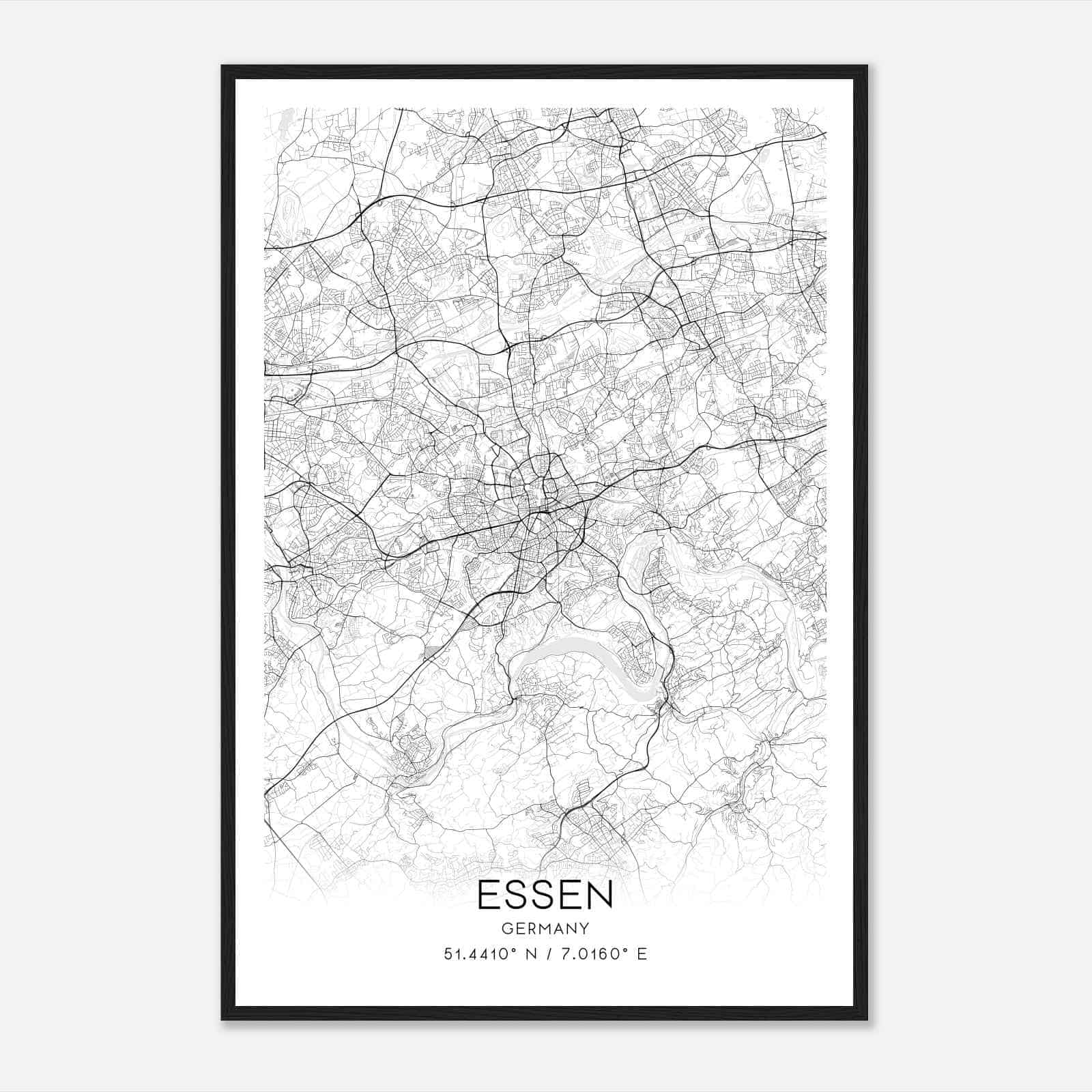Essen Germany Map Poster, Modern Home Decor Wall Art Print