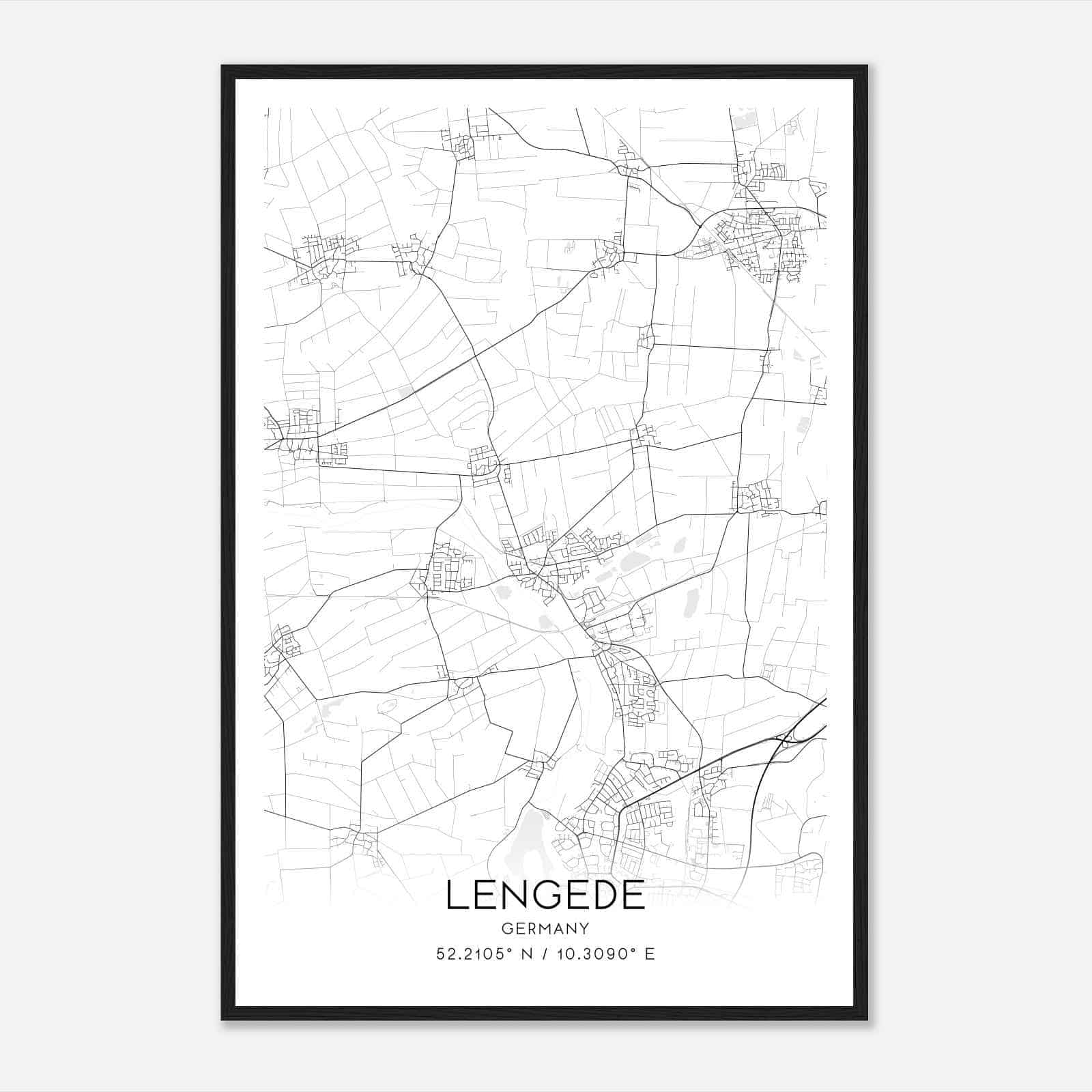 Lengede Germany Map Poster, Modern Home Decor Wall Art Print