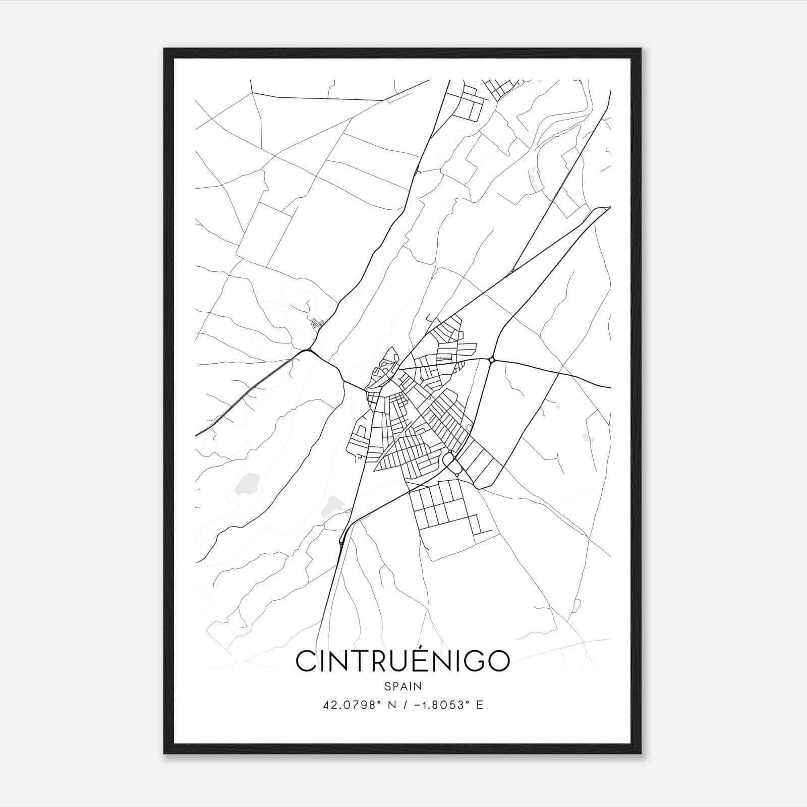 Cintruenigo Spain Map Poster, Modern Home Decor Wall Art Print