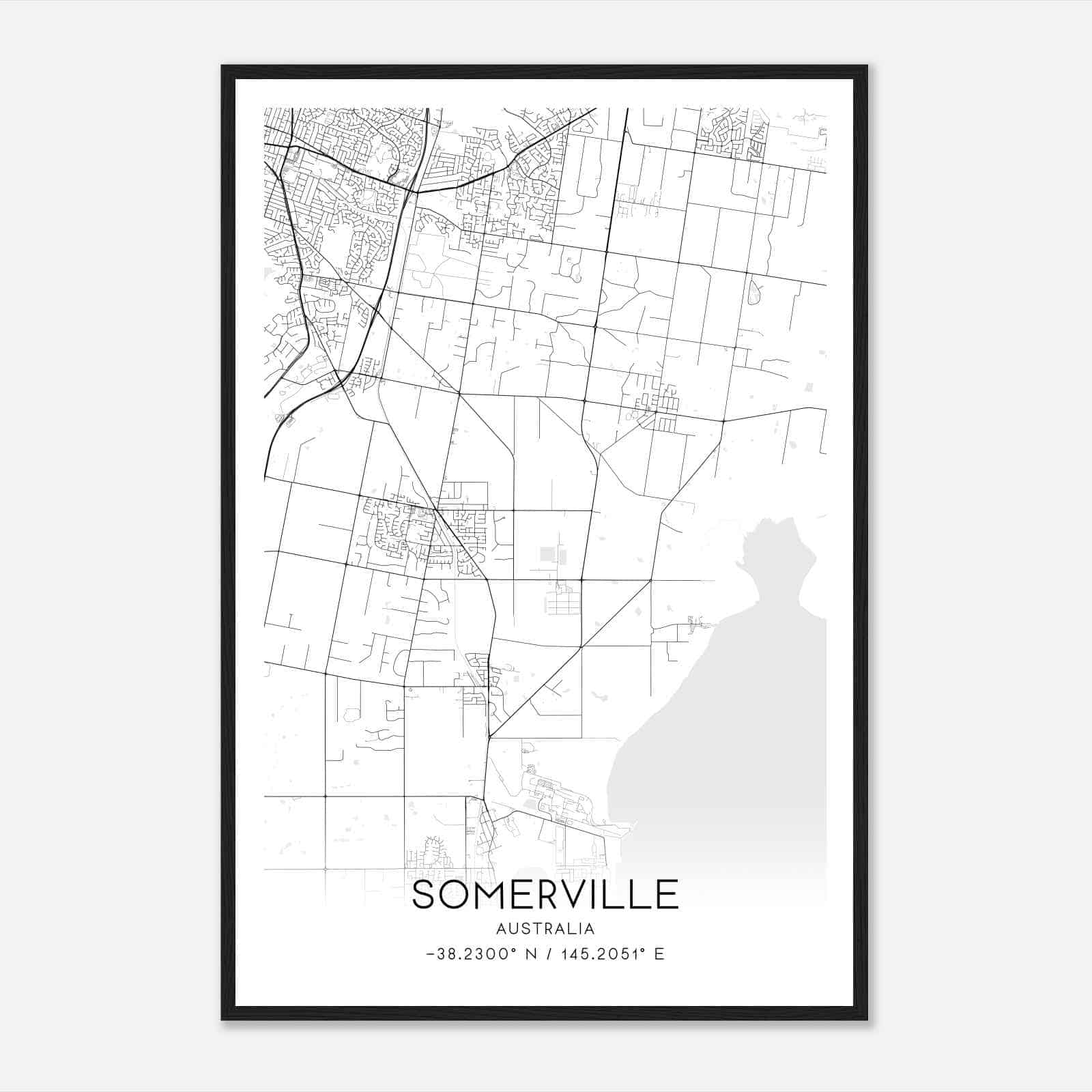 Somerville Australia Map Poster, Modern Home Decor Wall Art Print Somerville Australia Map Poster, Modern Home Decor Wall Art Print