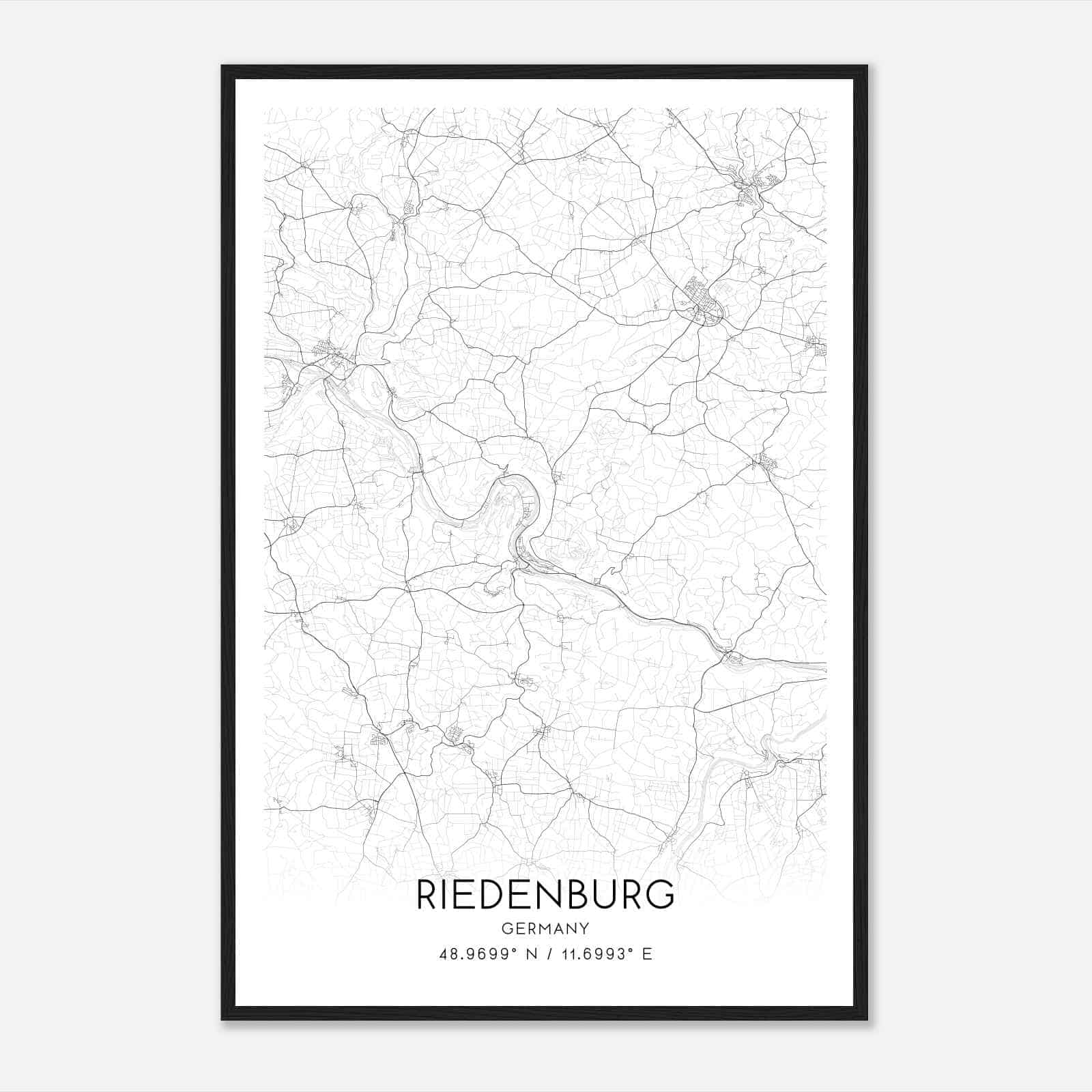 Riedenburg Germany Map Poster, Modern Home Decor Wall Art Print