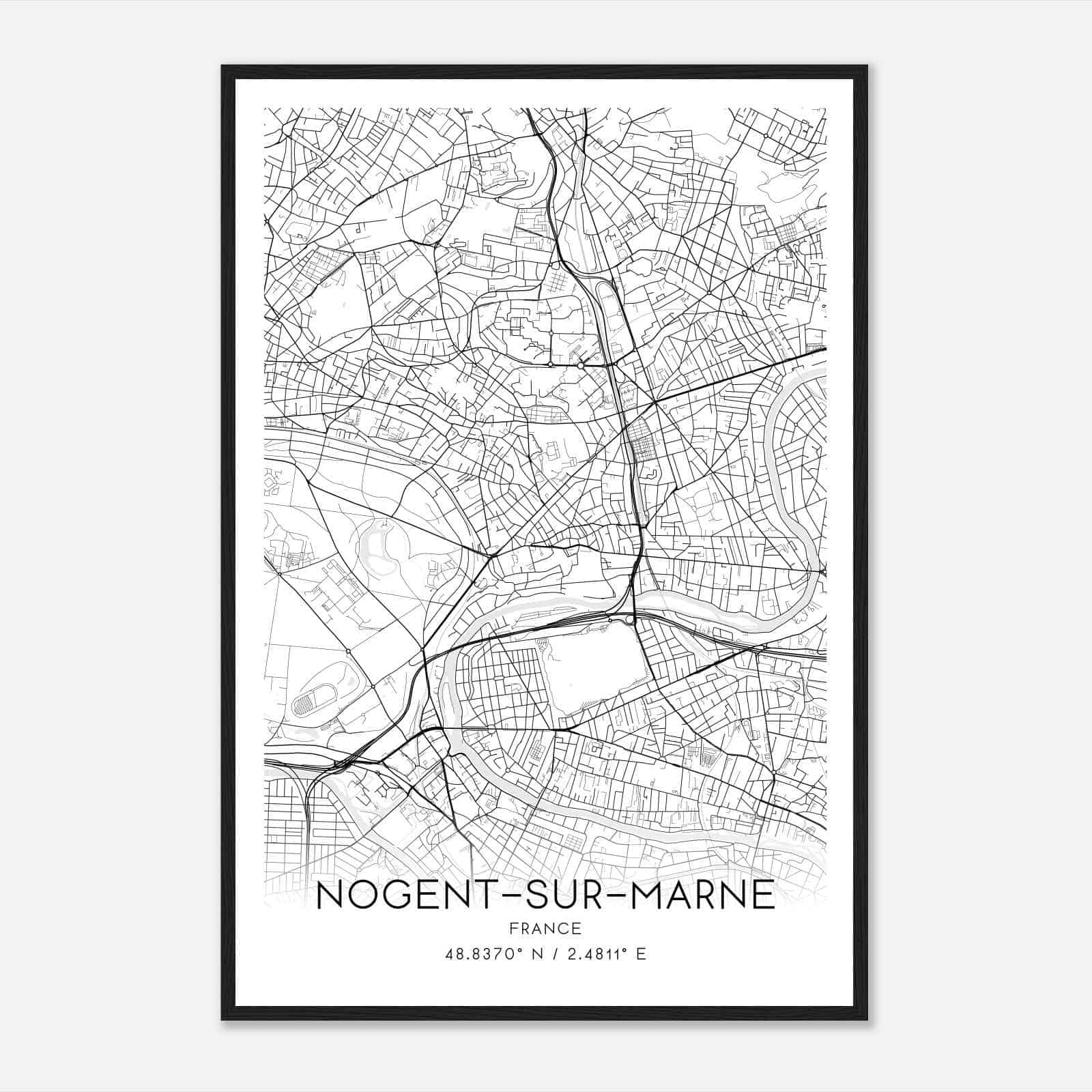 Nogent-sur-Marne France Map Poster, Modern Home Decor Wall Art Print