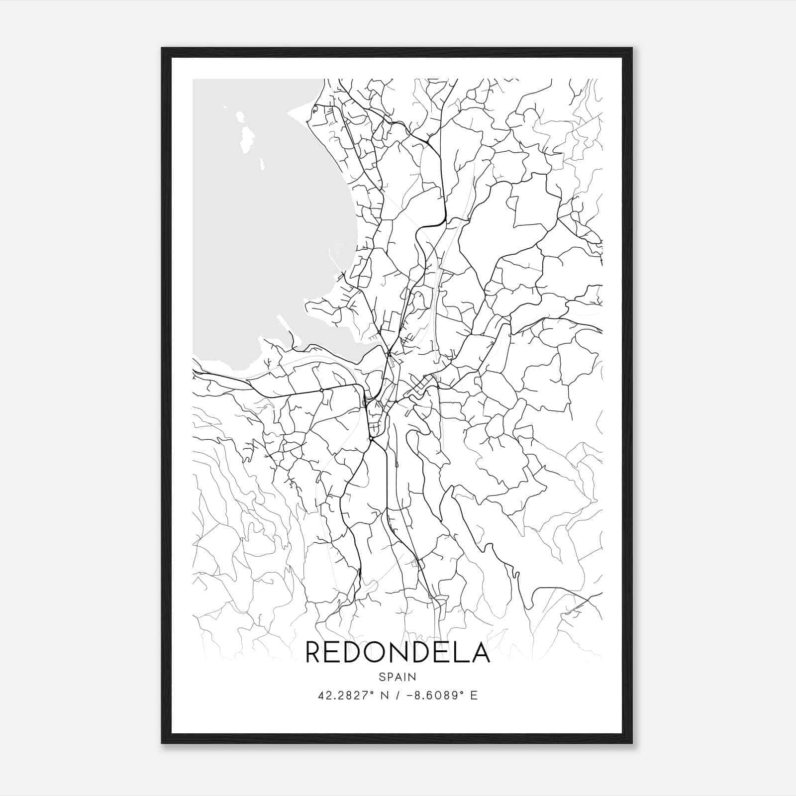 Redondela Spain Map Poster, Modern Home Decor Wall Art Print