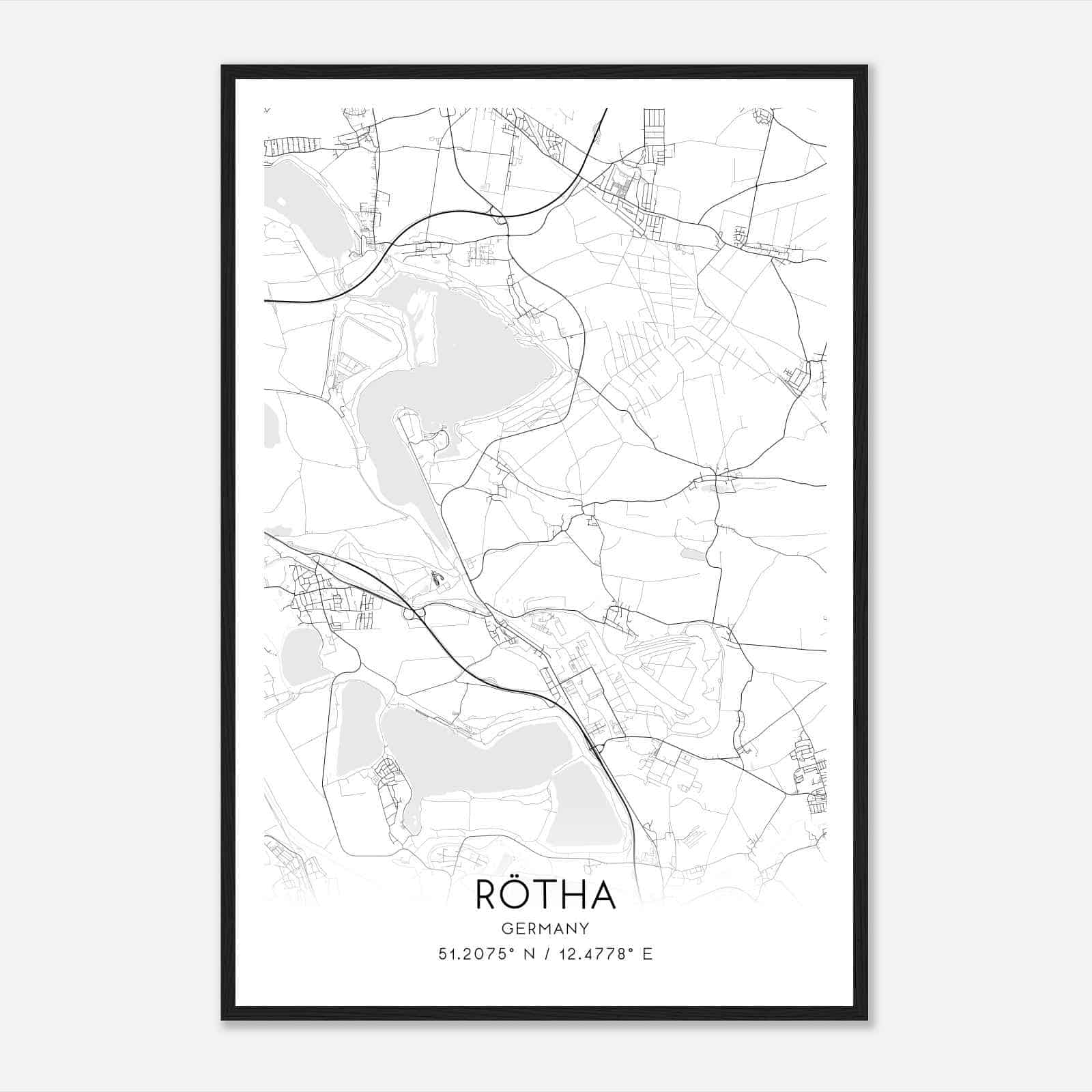 Rotha Germany Map Poster, Modern Home Decor Wall Art Print