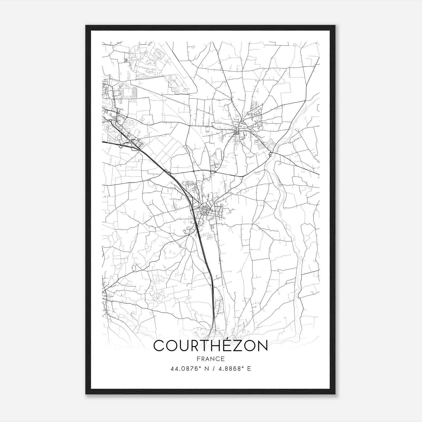 Courthezon France Map Poster, Modern Home Decor Wall Art Print Courthezon France Map Poster, Modern Home Decor Wall Art Print