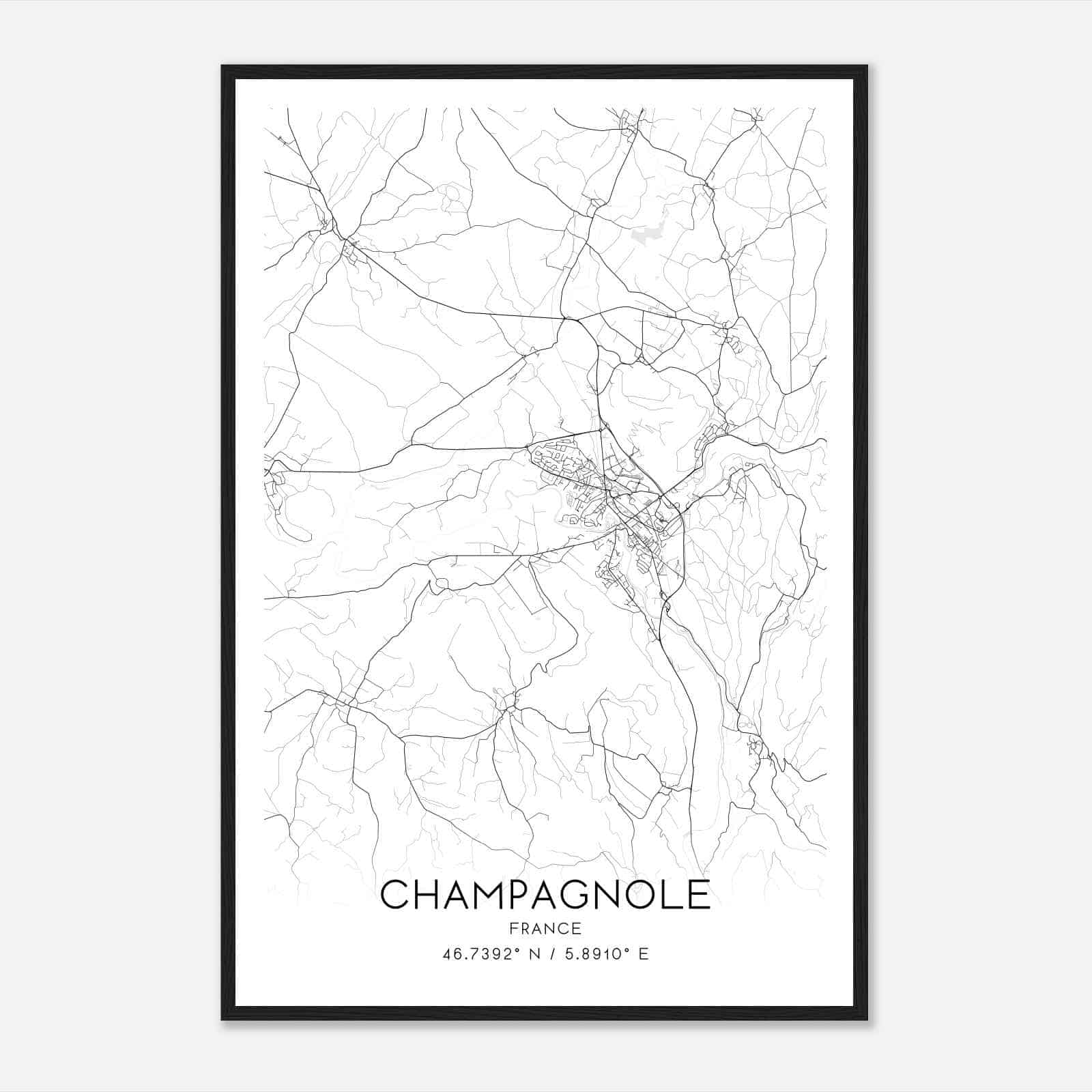 Champagnole France Map Poster, Modern Home Decor Wall Art Print Champagnole France Map Poster, Modern Home Decor Wall Art Print