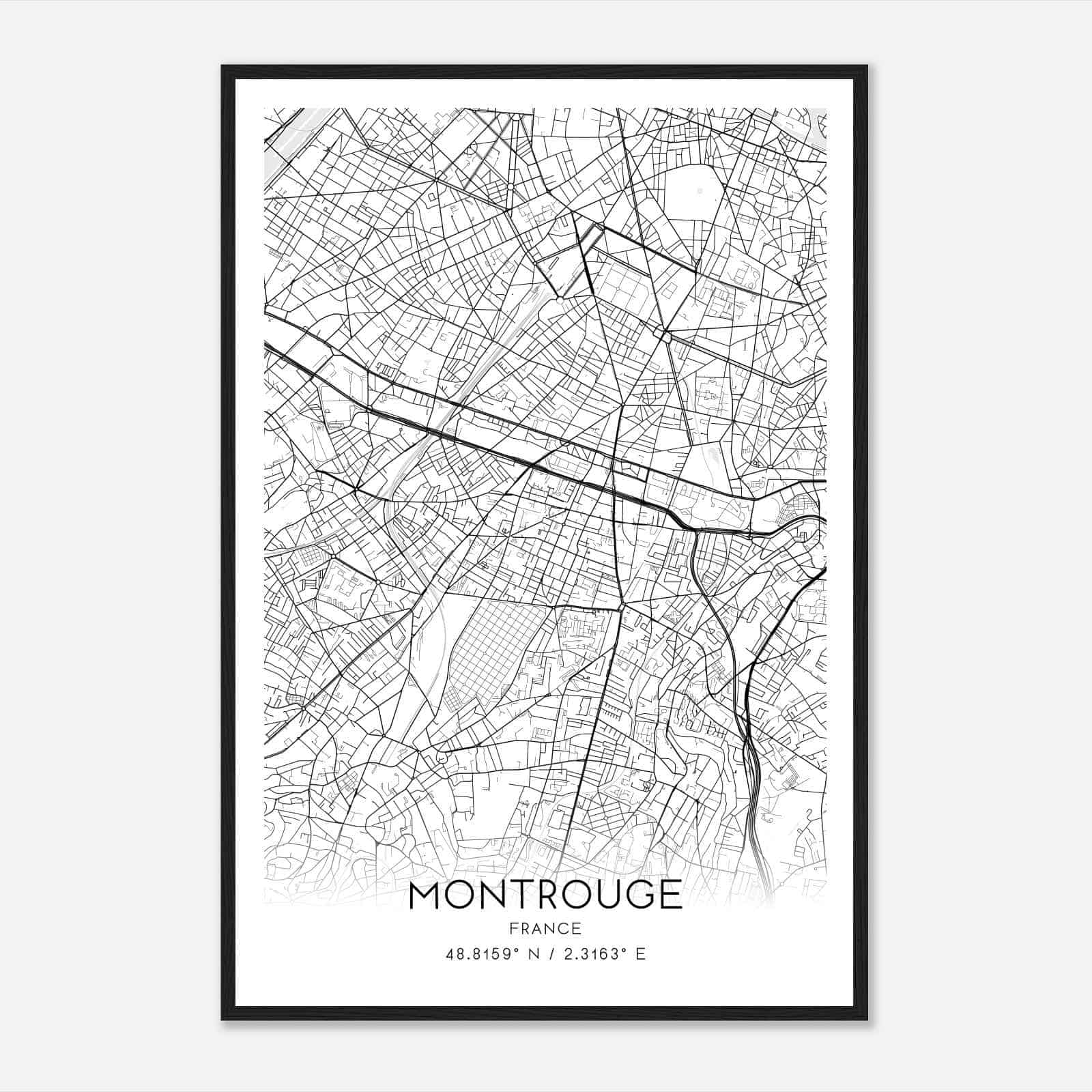 Montrouge France Map Poster, Modern Home Decor Wall Art Print
