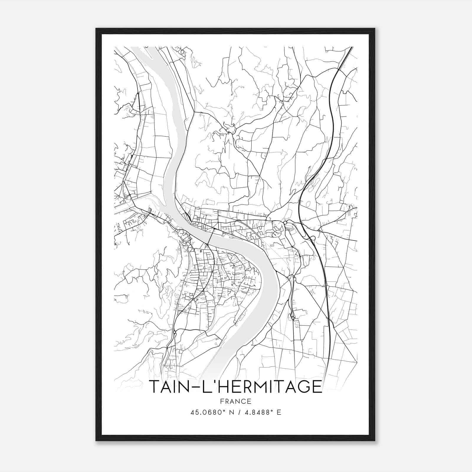 Tain-l’Hermitage France Map Poster, Modern Home Decor Wall Art Print