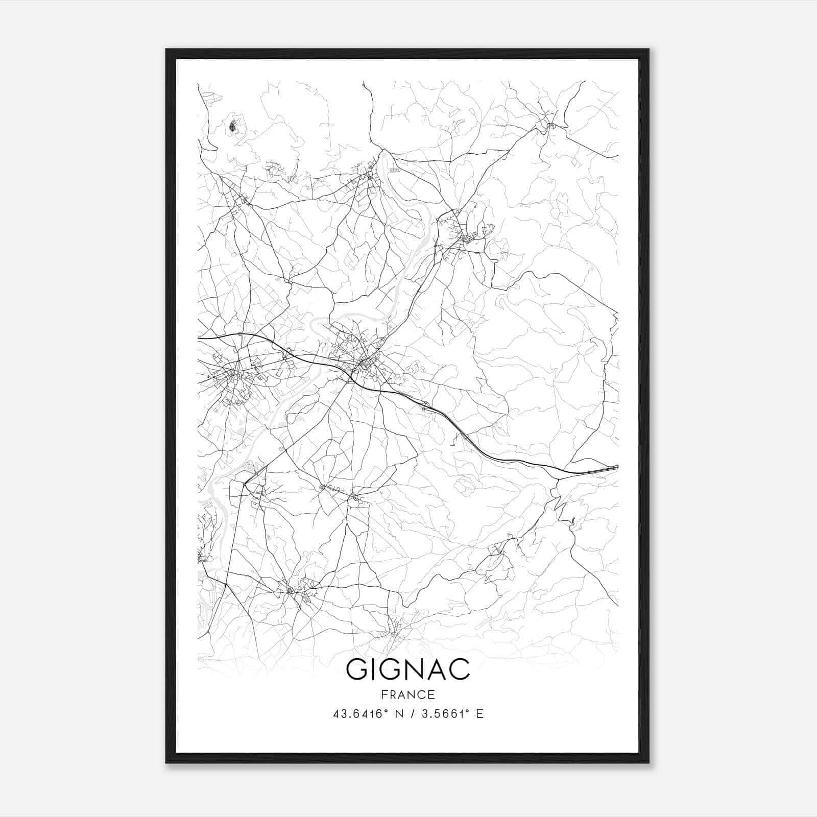 Gignac France Map Poster, Modern Home Decor Wall Art Print