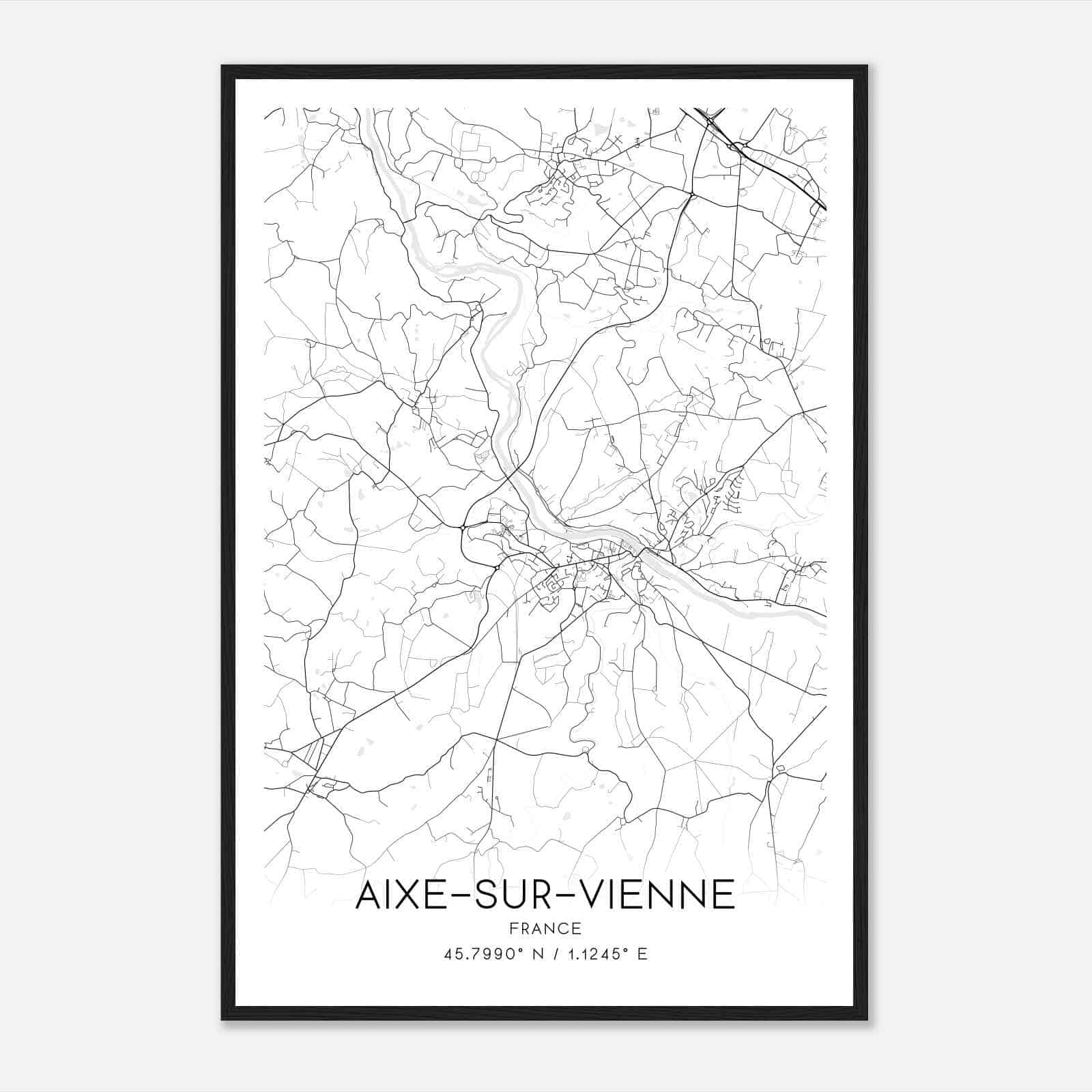 Aixe-sur-Vienne France Map Poster, Modern Home Decor Wall Art Print