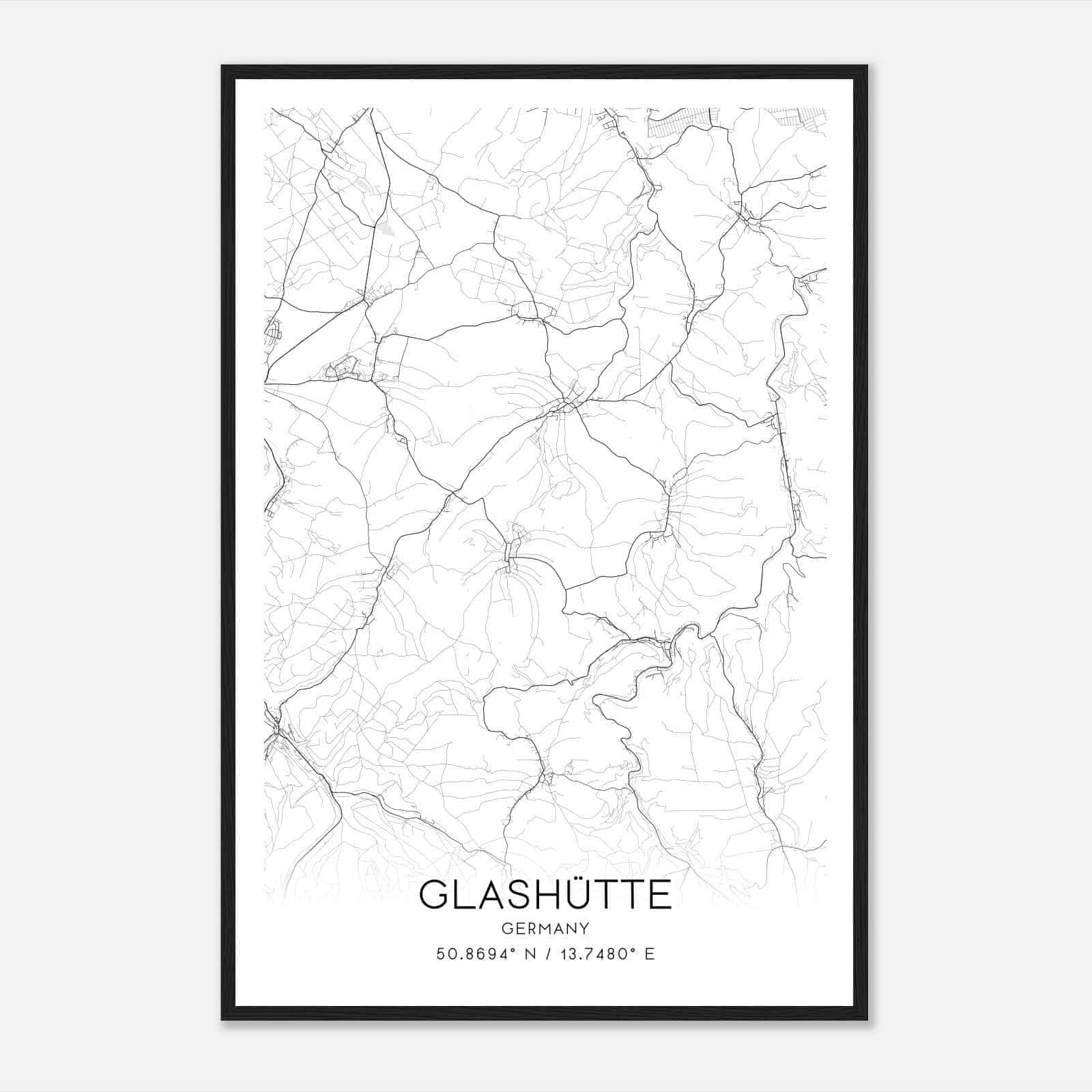 Glashutte Germany Map Poster, Modern Home Decor Wall Art Print