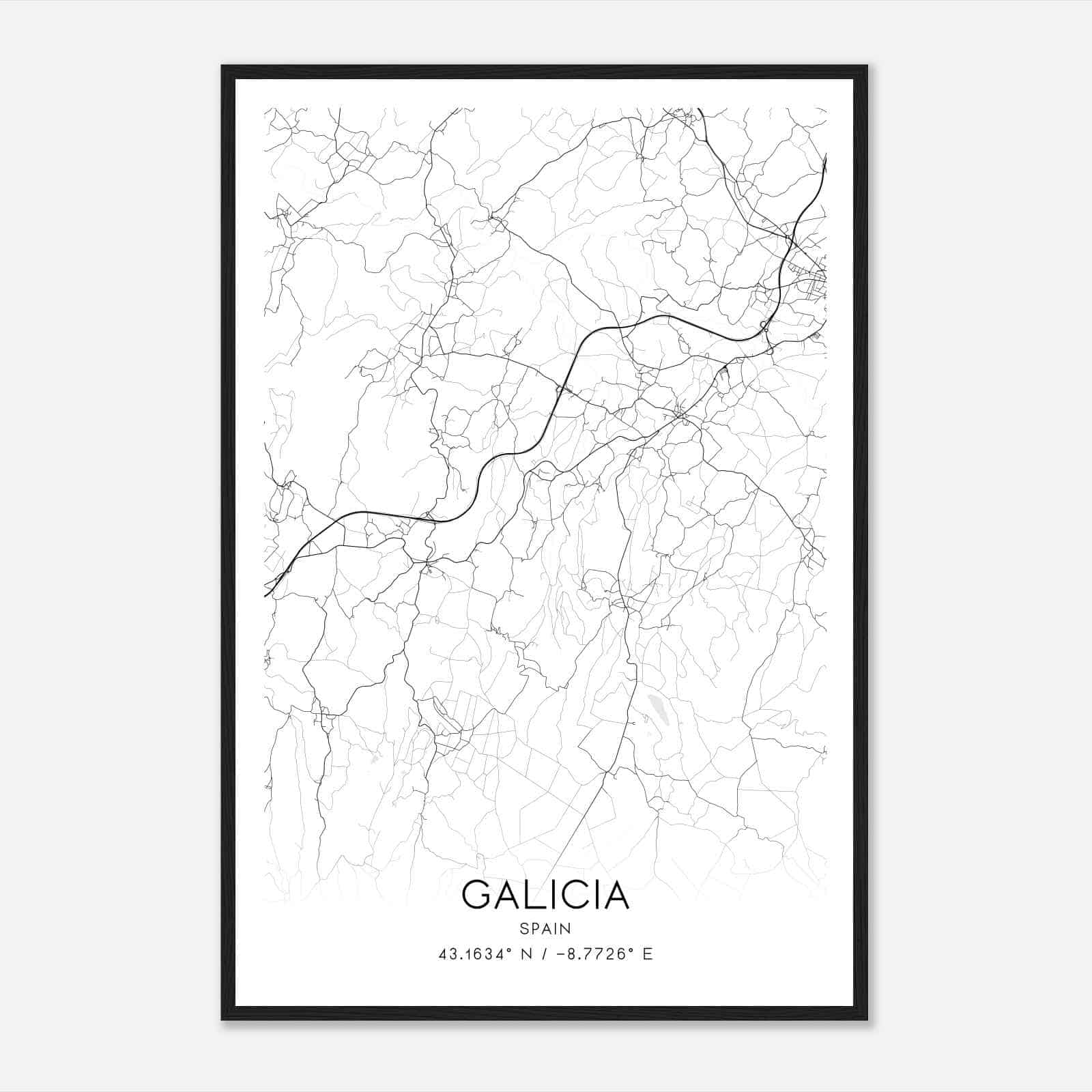 Coristanco Spain Map Poster, Modern Home Decor Wall Art Print