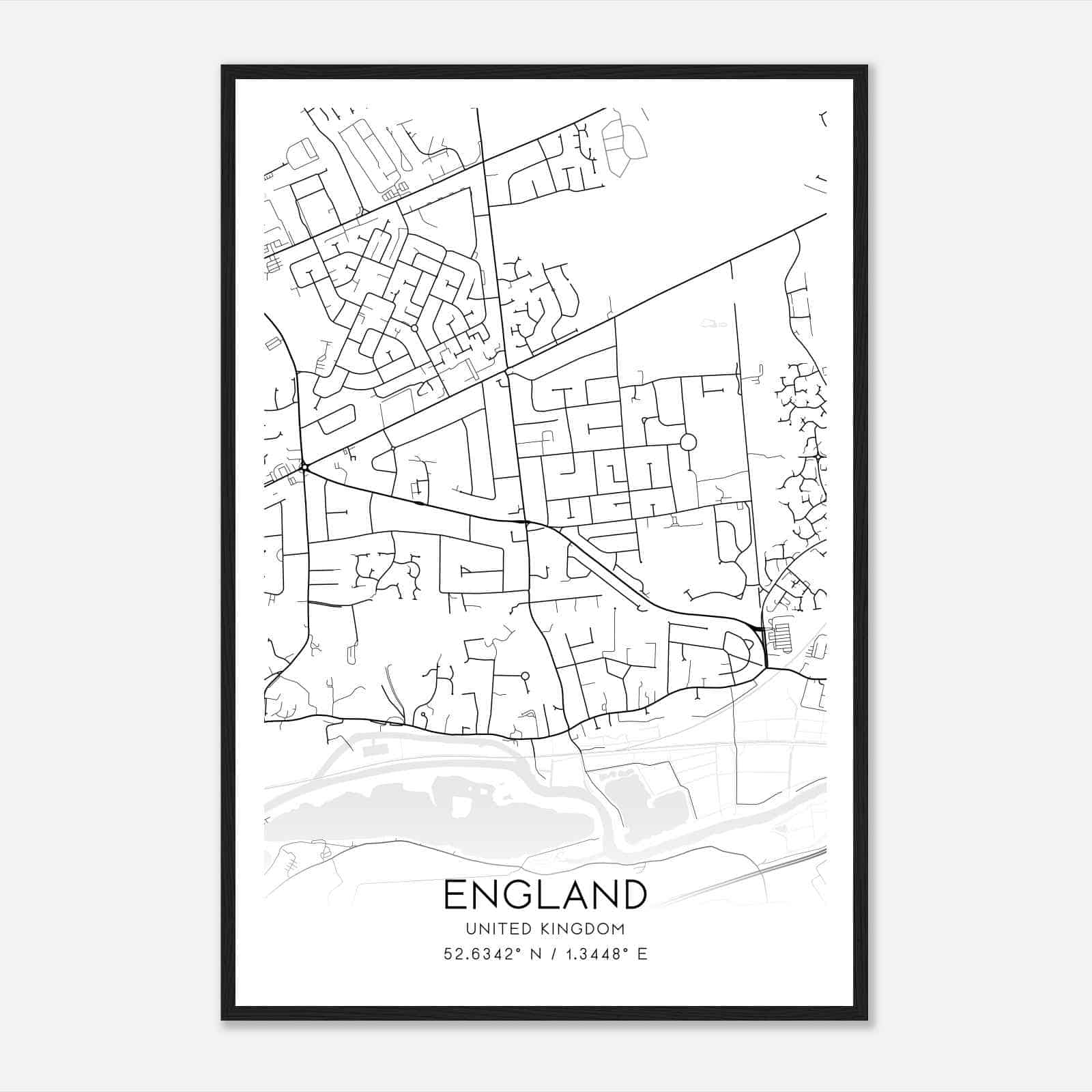 Thorpe Saint Andrew United Kingdom Map Poster, Modern Home Decor Wall Art Print