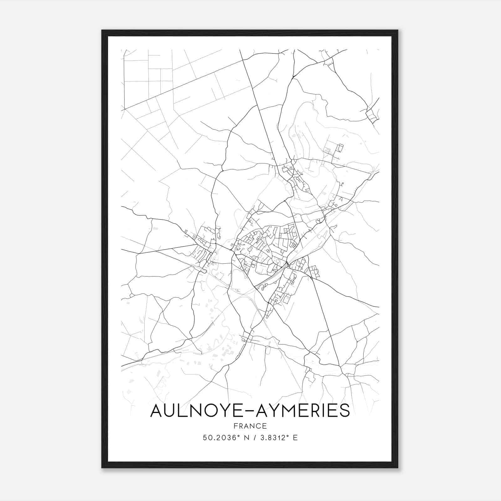 Aulnoye-Aymeries France Map Poster, Modern Home Decor Wall Art Print