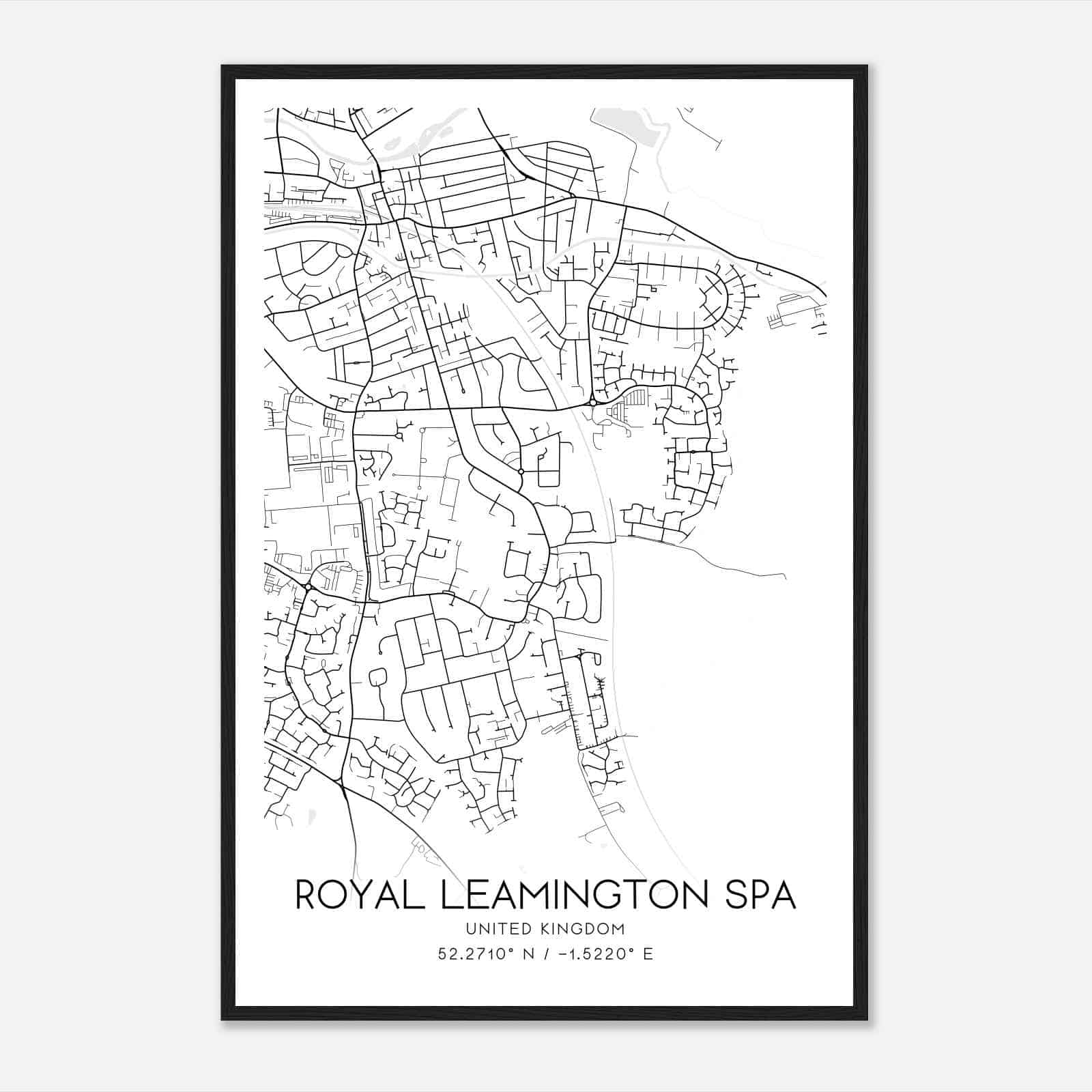 Whitnash United Kingdom Map Poster, Modern Home Decor Wall Art Print