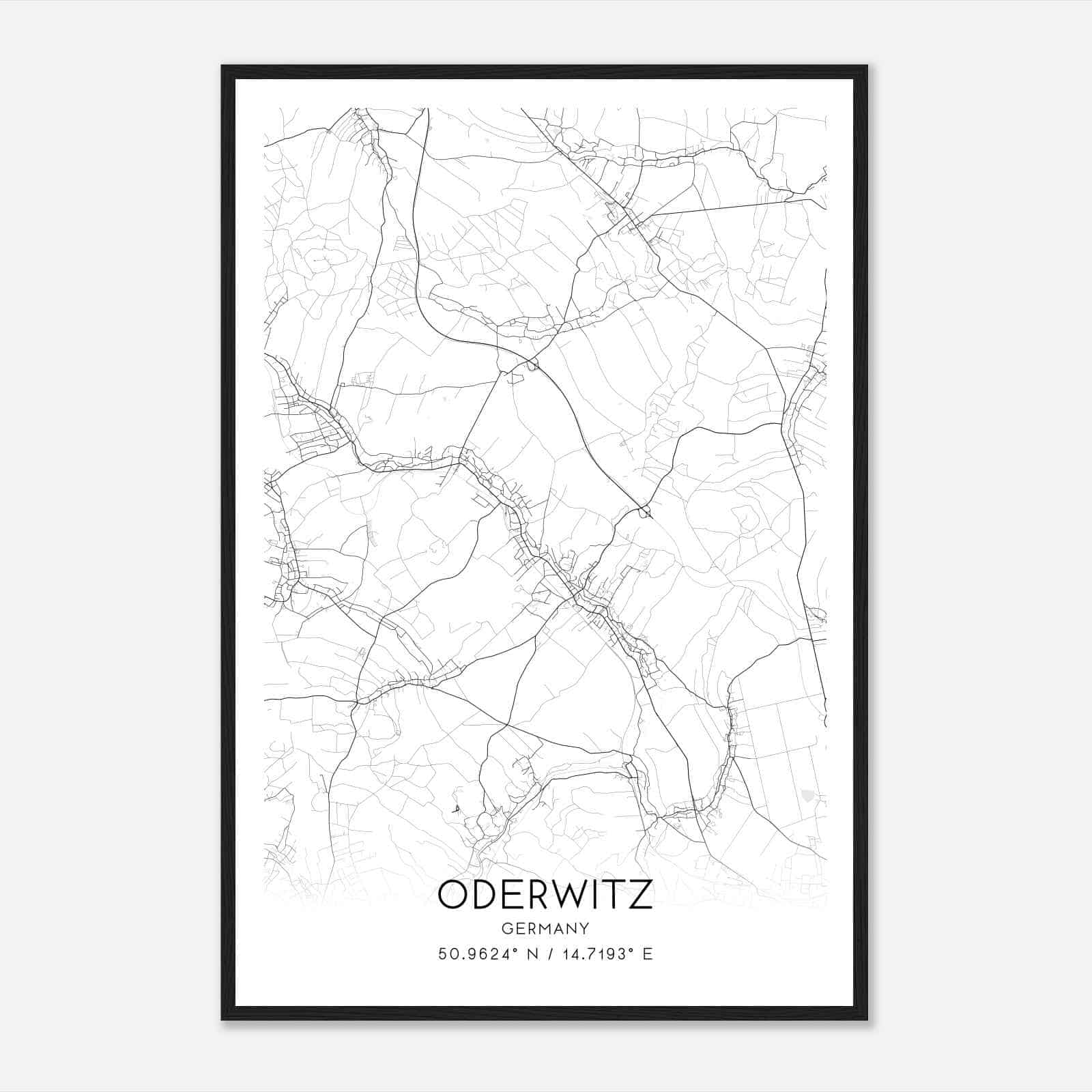 Oderwitz Germany Map Poster, Modern Home Decor Wall Art Print
