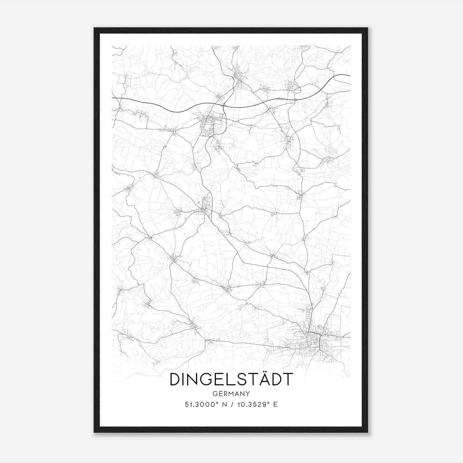 Dingelstadt Germany Map Poster, Modern Home Decor Wall Art Print