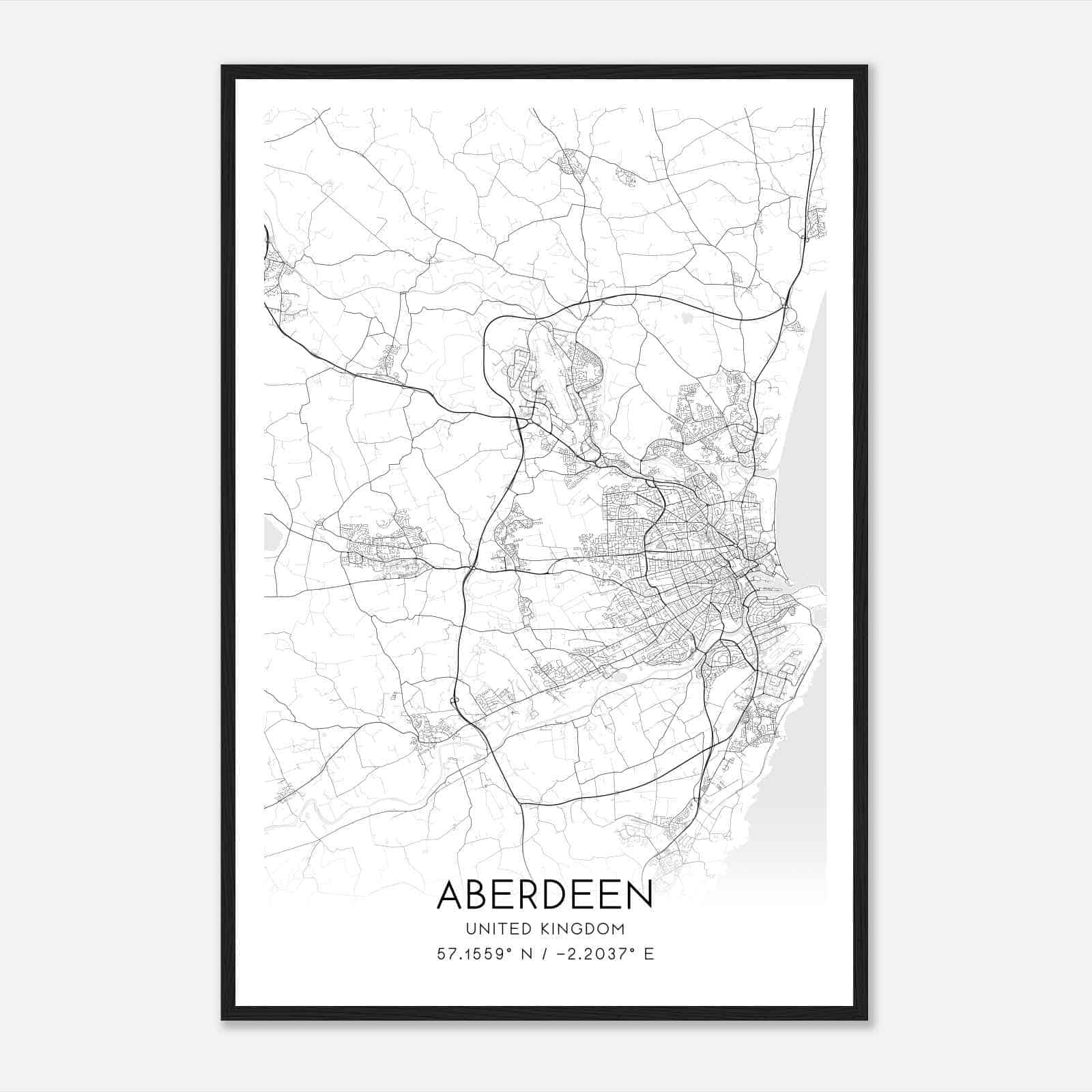 Aberdeen United Kingdom Map Poster, Modern Home Decor Wall Art Print