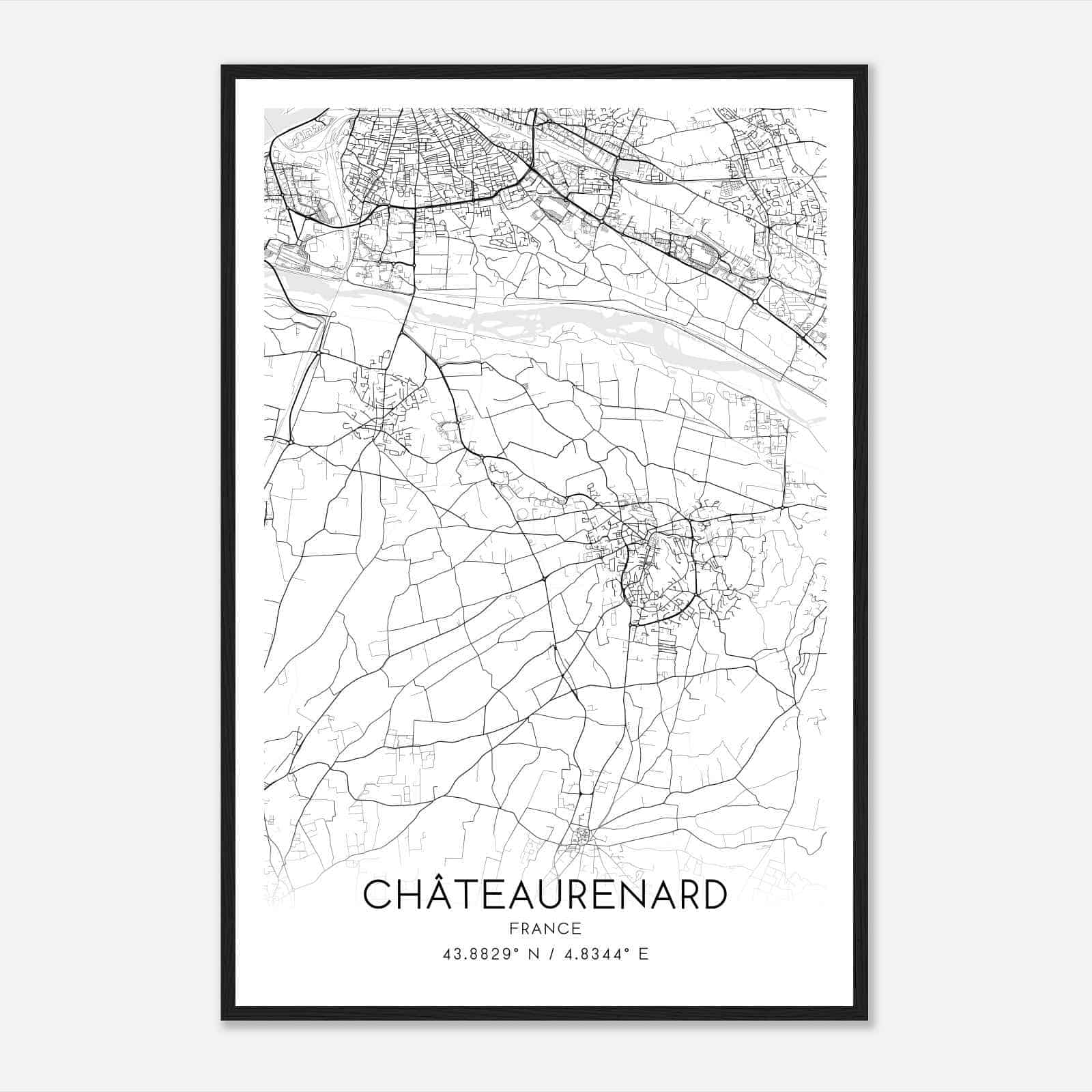 Chateaurenard France Map Poster, Modern Home Decor Wall Art Print