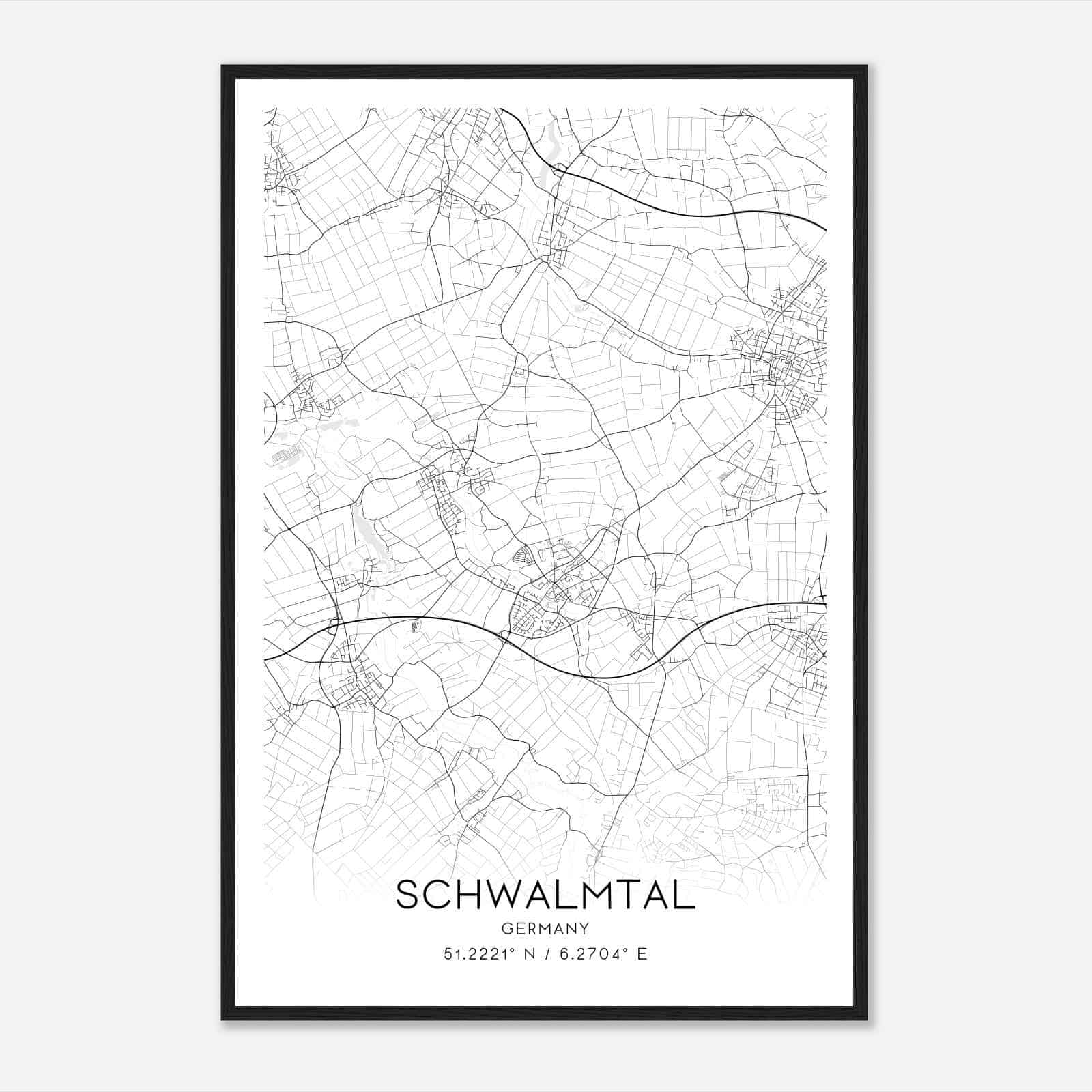 Schwalmtal Germany Map Poster, Modern Home Decor Wall Art Print