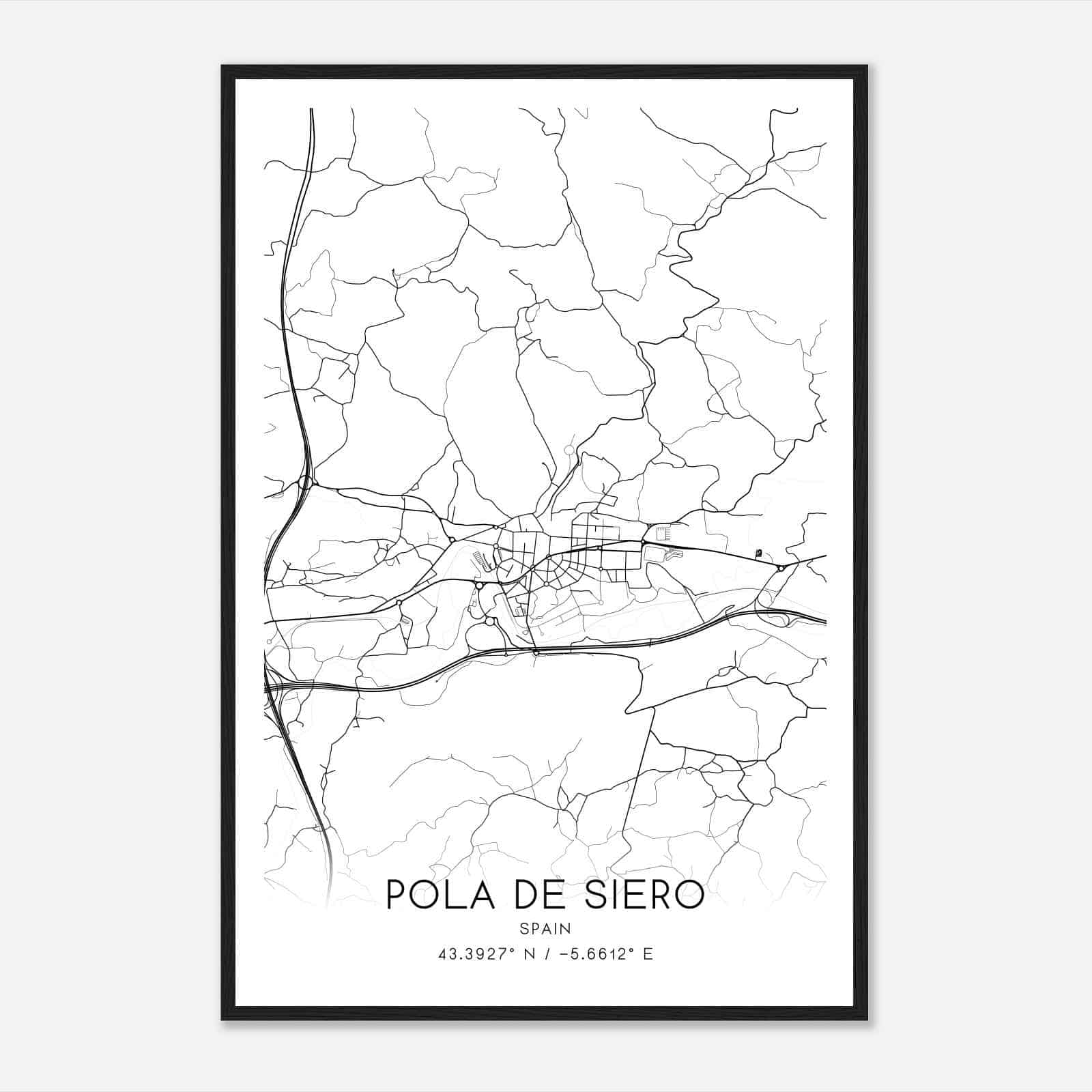 Pola de Siero Spain Map Poster, Modern Home Decor Wall Art Print
