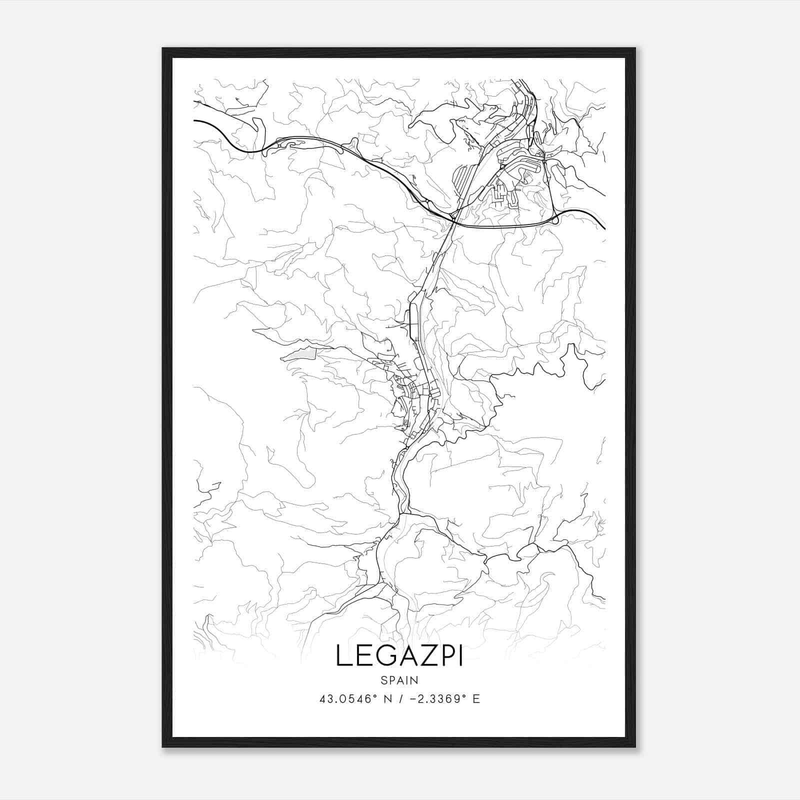 Legazpia Spain Map Poster, Modern Home Decor Wall Art Print