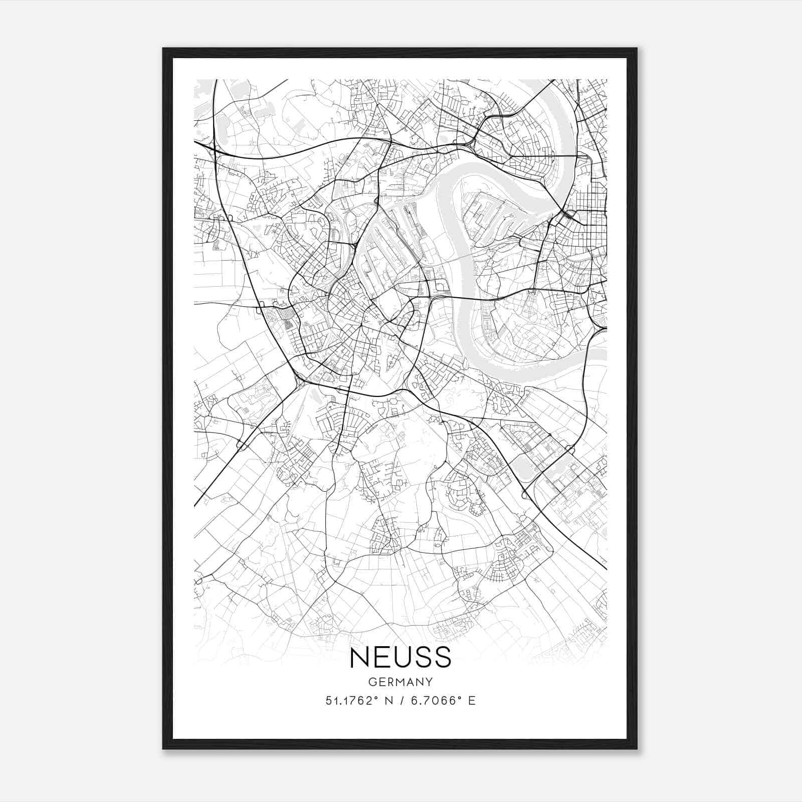 Neuss Germany Map Poster, Modern Home Decor Wall Art Print