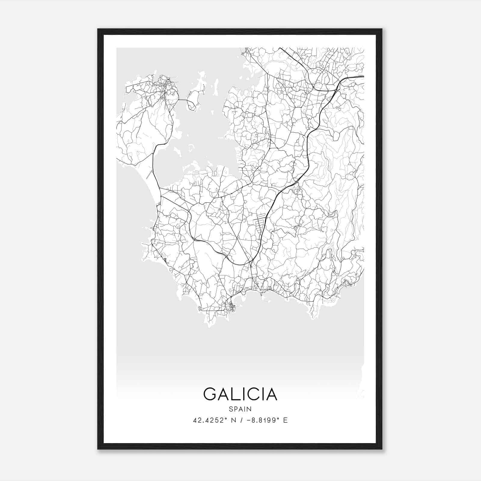 Sangenjo Spain Map Poster, Modern Home Decor Wall Art Print