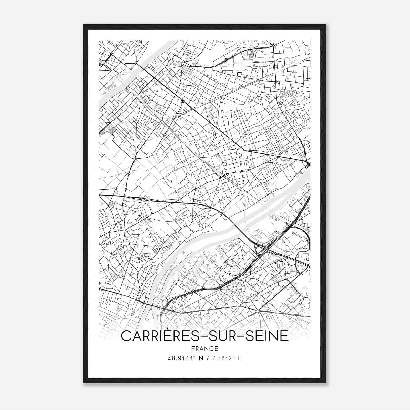 Carrieres-sur-Seine France Map Poster, Modern Home Decor Wall Art Print Carrieres-sur-Seine France Map Poster, Modern Home Decor Wall Art Print