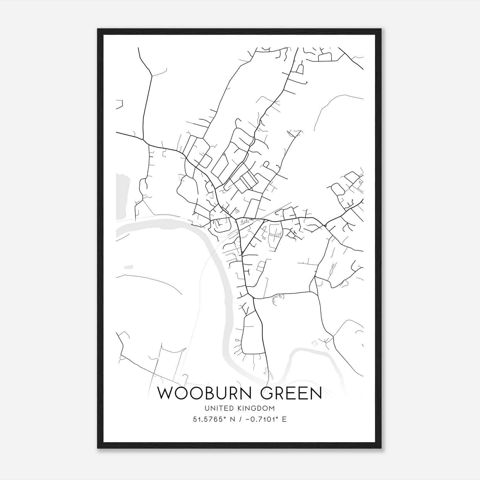 Bourne End United Kingdom Map Poster, Modern Home Decor Wall Art Print