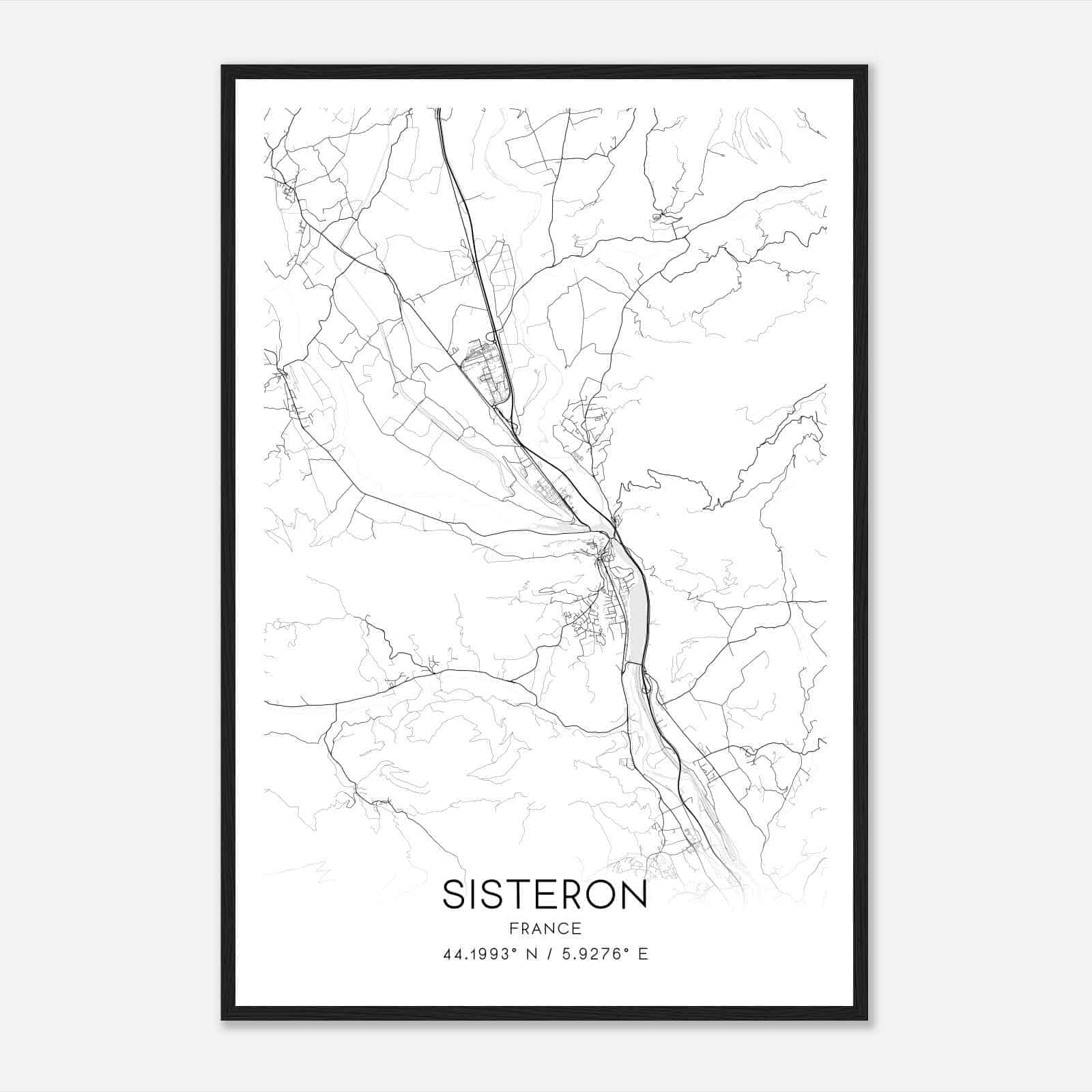 Sisteron France Map Poster, Modern Home Decor Wall Art Print