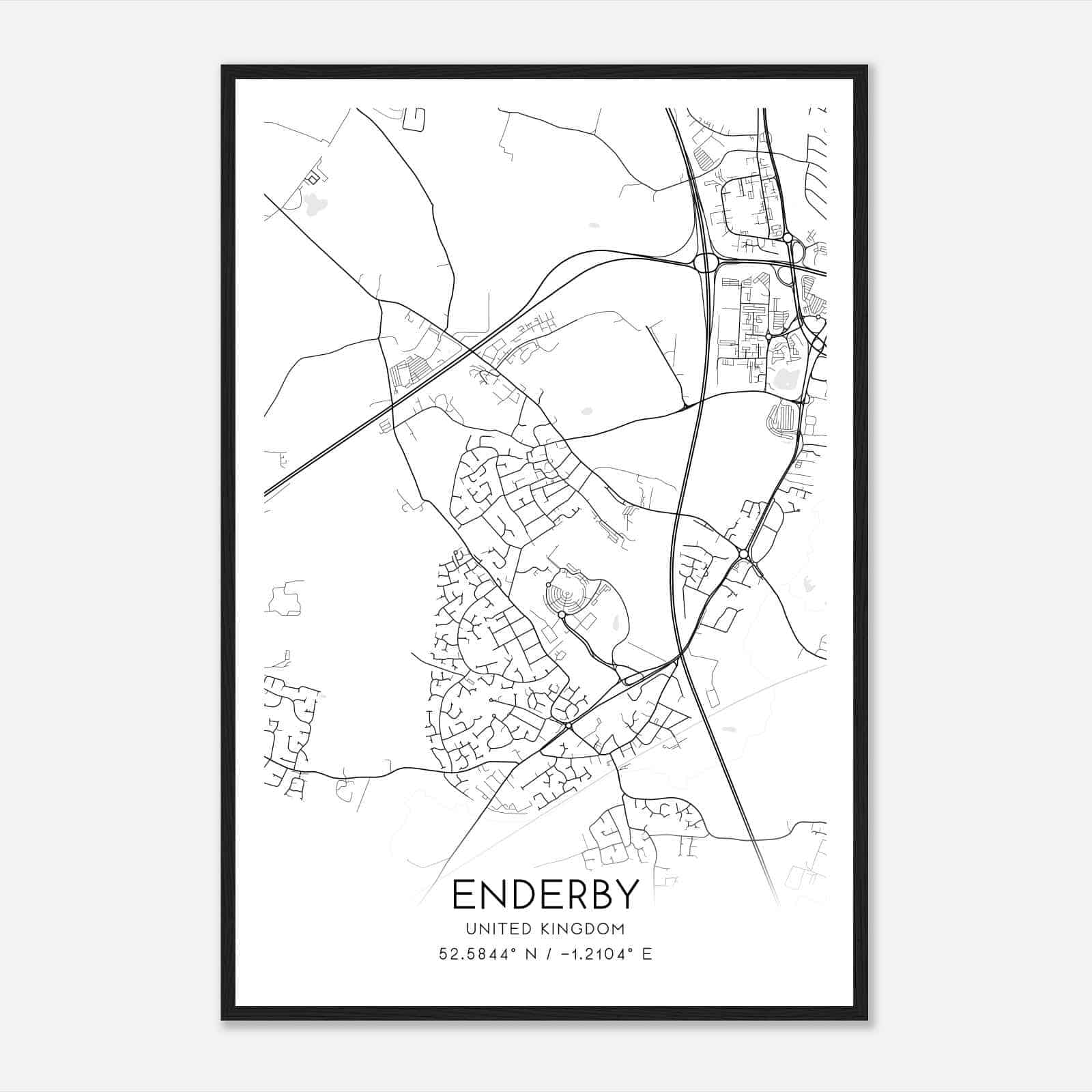 Enderby United Kingdom Map Poster, Modern Home Decor Wall Art Print