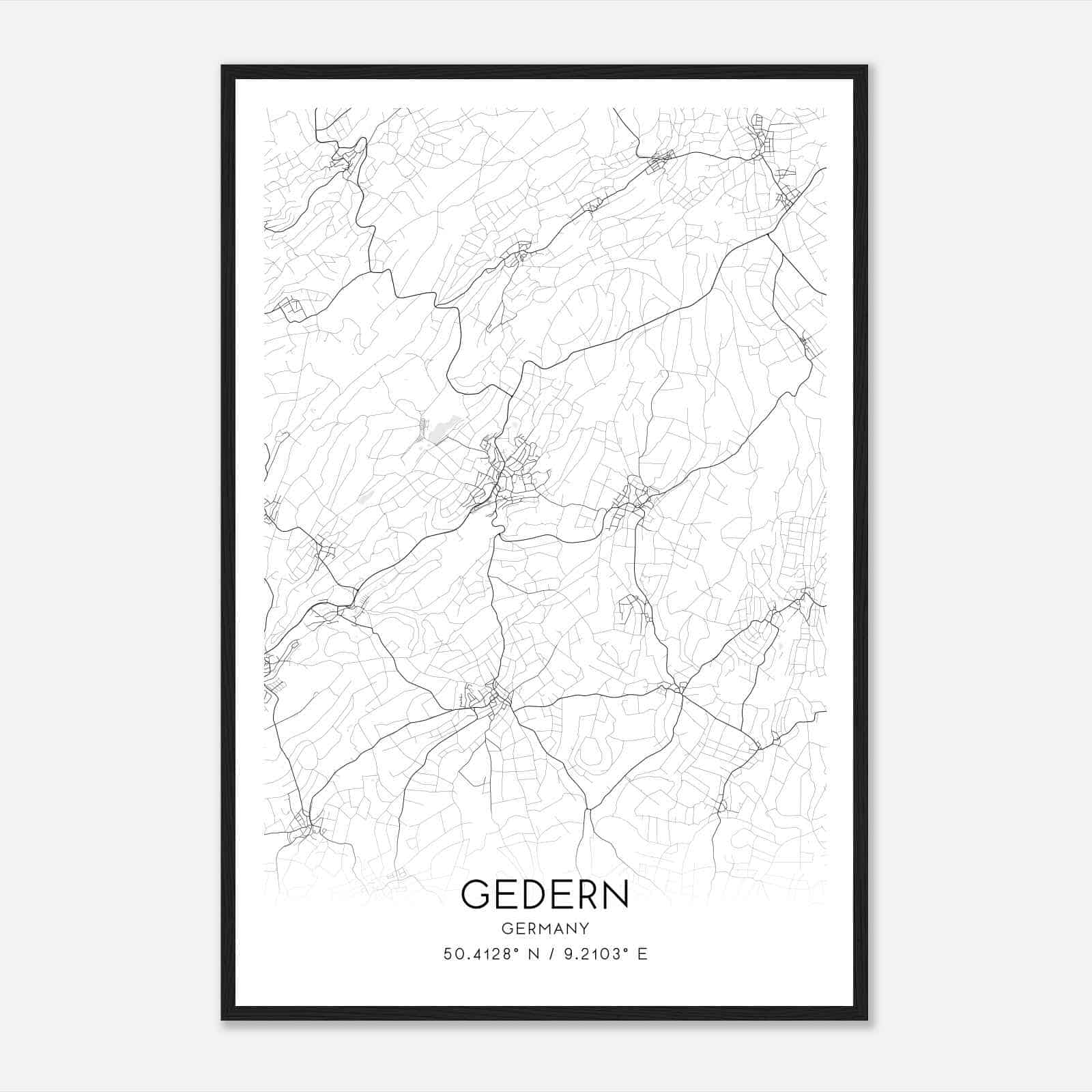 Gedern Germany Map Poster, Modern Home Decor Wall Art Print