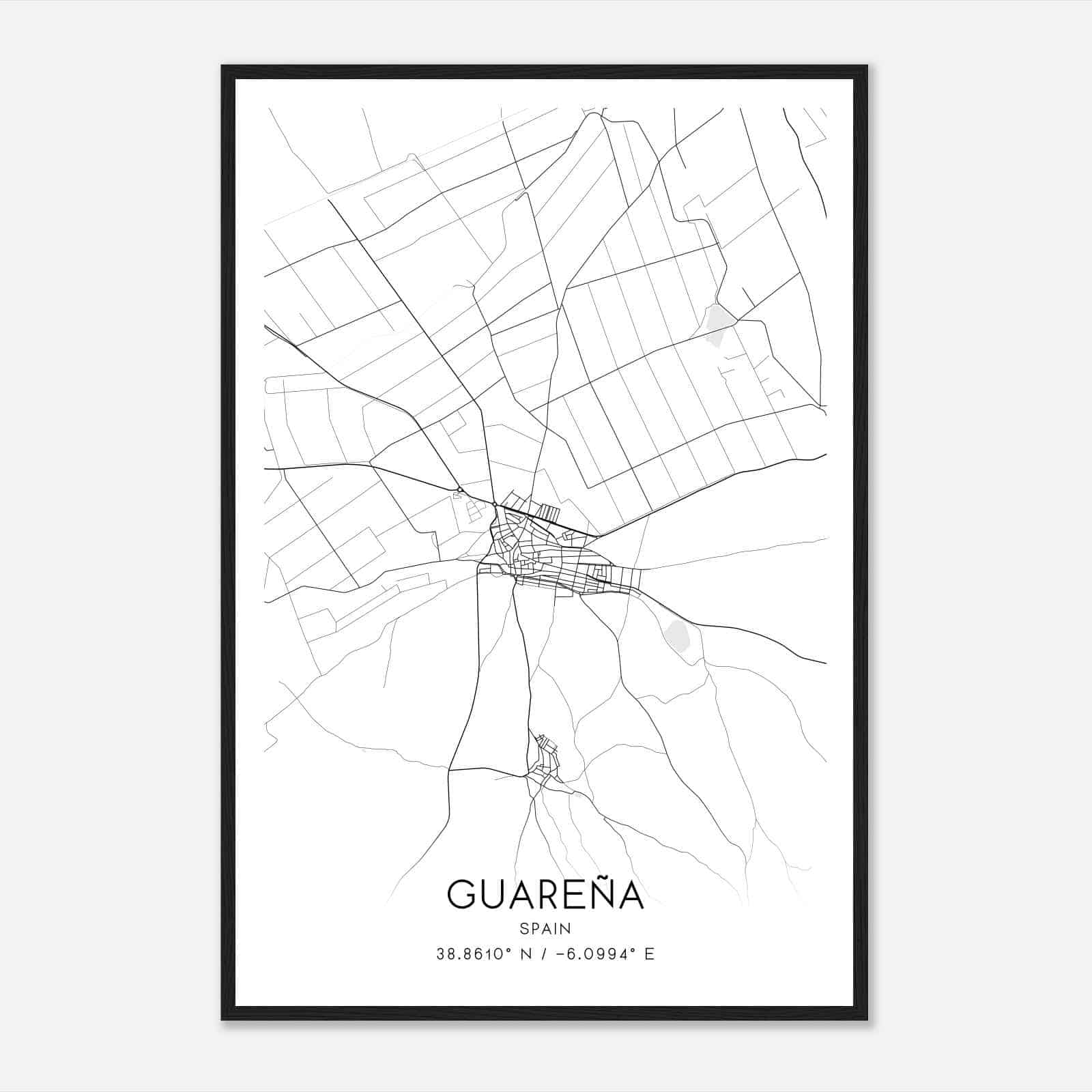 Guarena Spain Map Poster, Modern Home Decor Wall Art Print