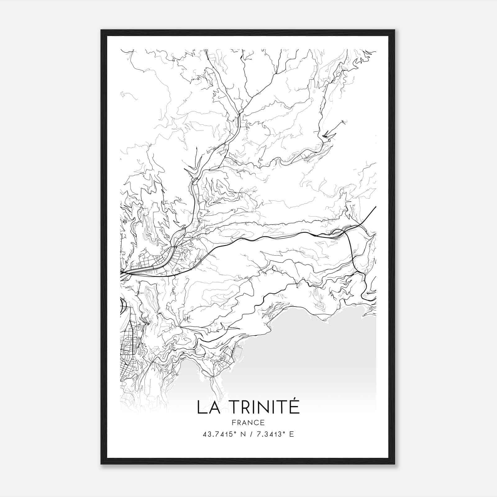 La Trinite France Map Poster, Modern Home Decor Wall Art Print