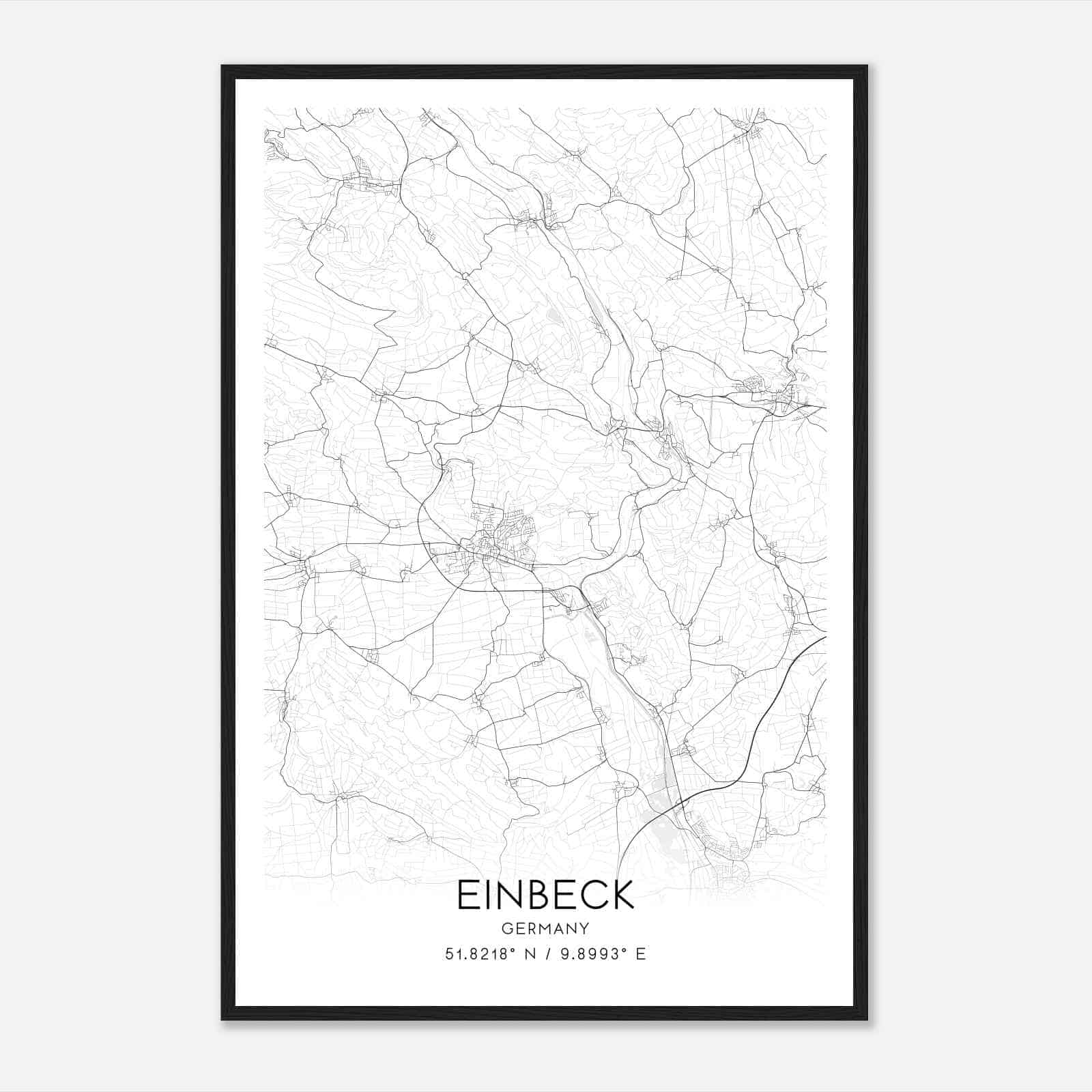 Einbeck Germany Map Poster, Modern Home Decor Wall Art Print