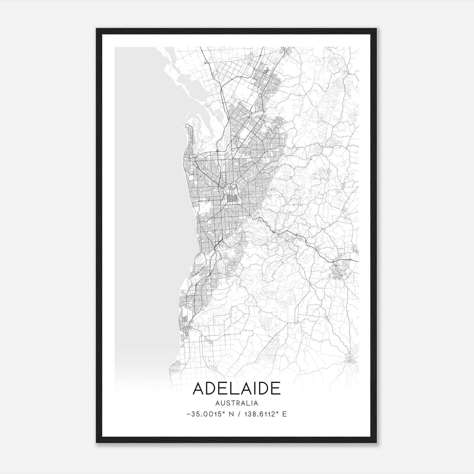 Adelaide Australia Map Poster, Modern Home Decor Wall Art Print