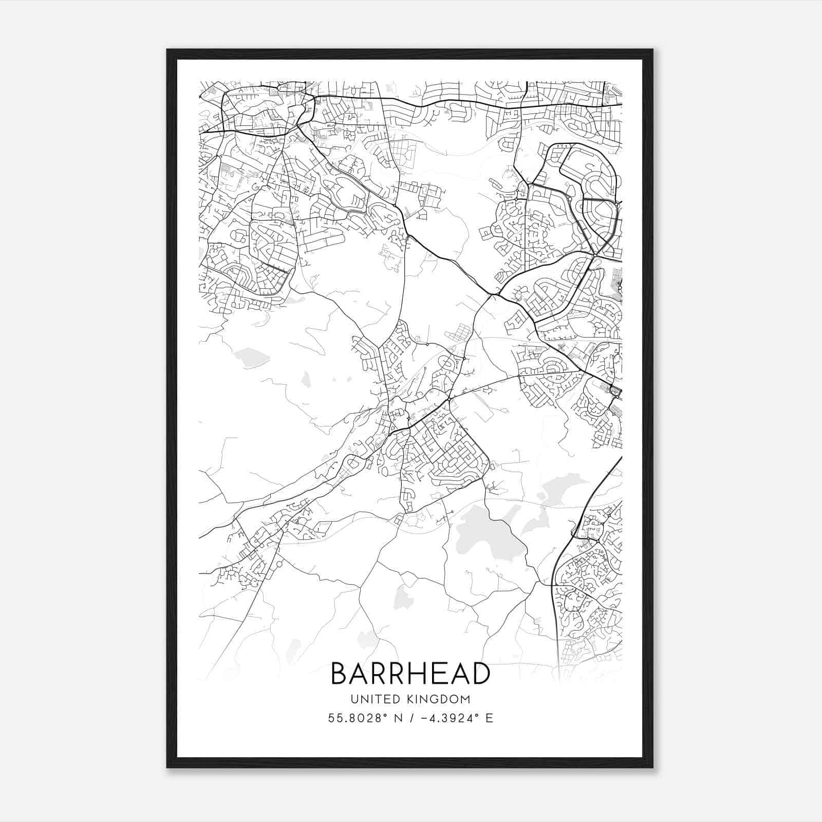 Barrhead United Kingdom Map Poster, Modern Home Decor Wall Art Print