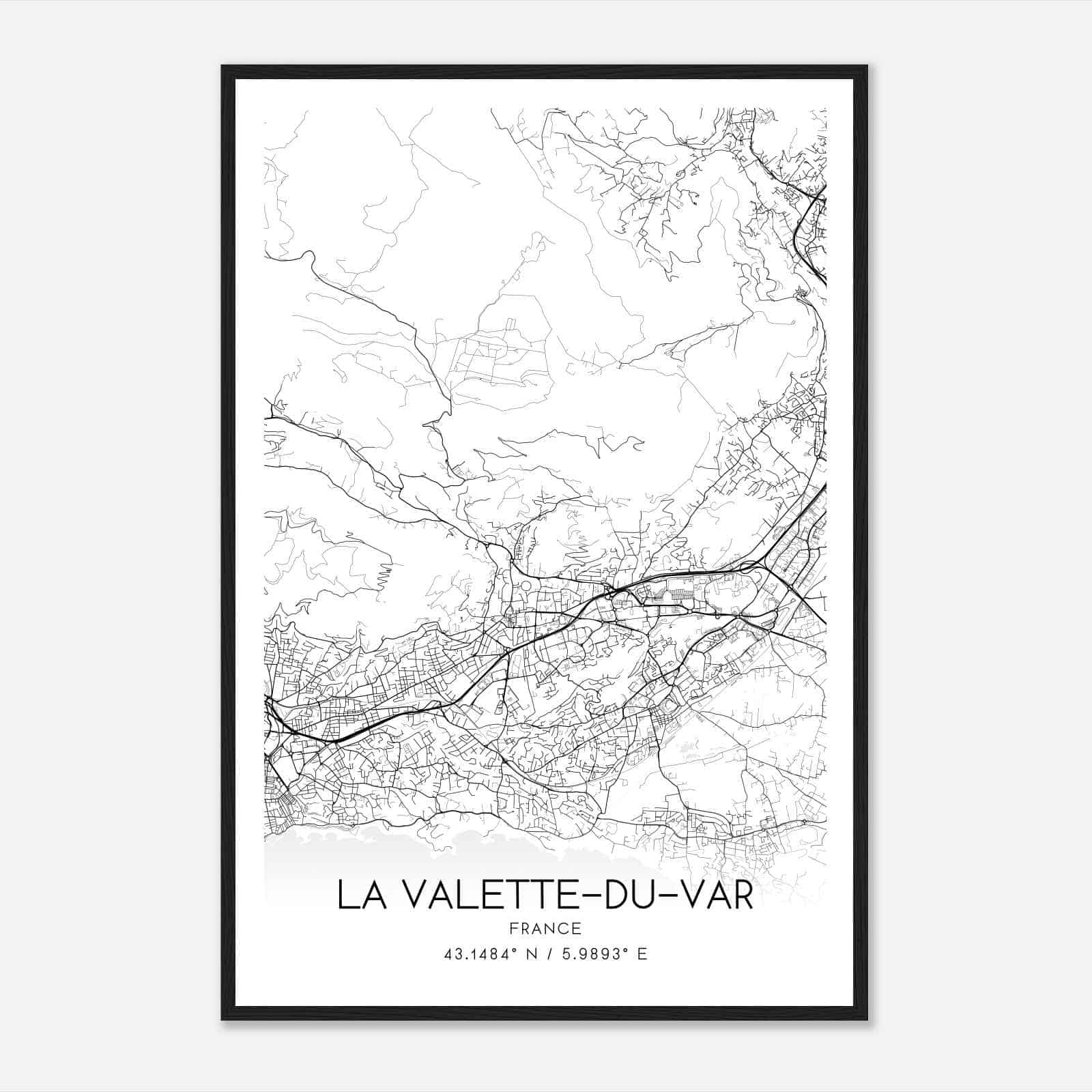 La Valette-du-Var France Map Poster, Modern Home Decor Wall Art Print