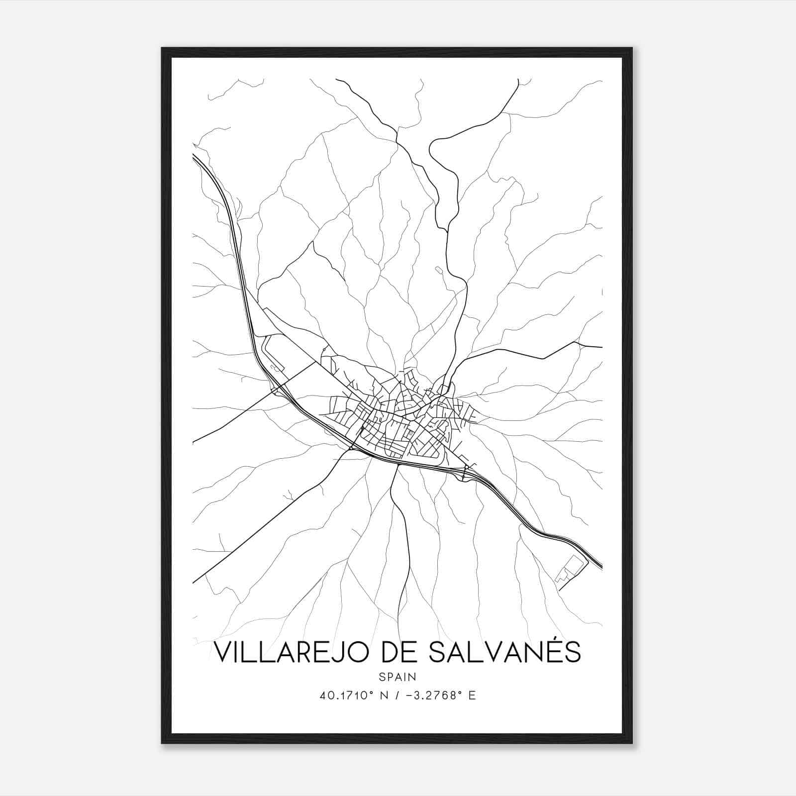 Villarejo de Salvanes Spain Map Poster, Modern Home Decor Wall Art Print