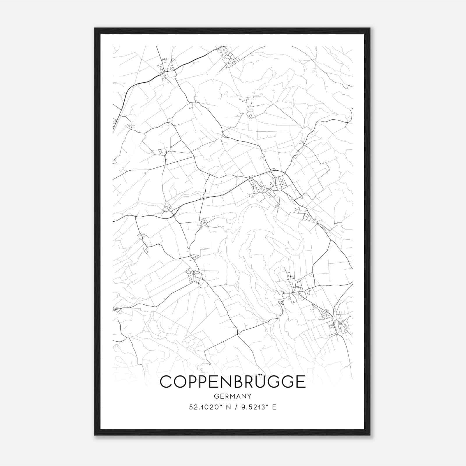 Coppenbrugge Germany Map Poster, Modern Home Decor Wall Art Print