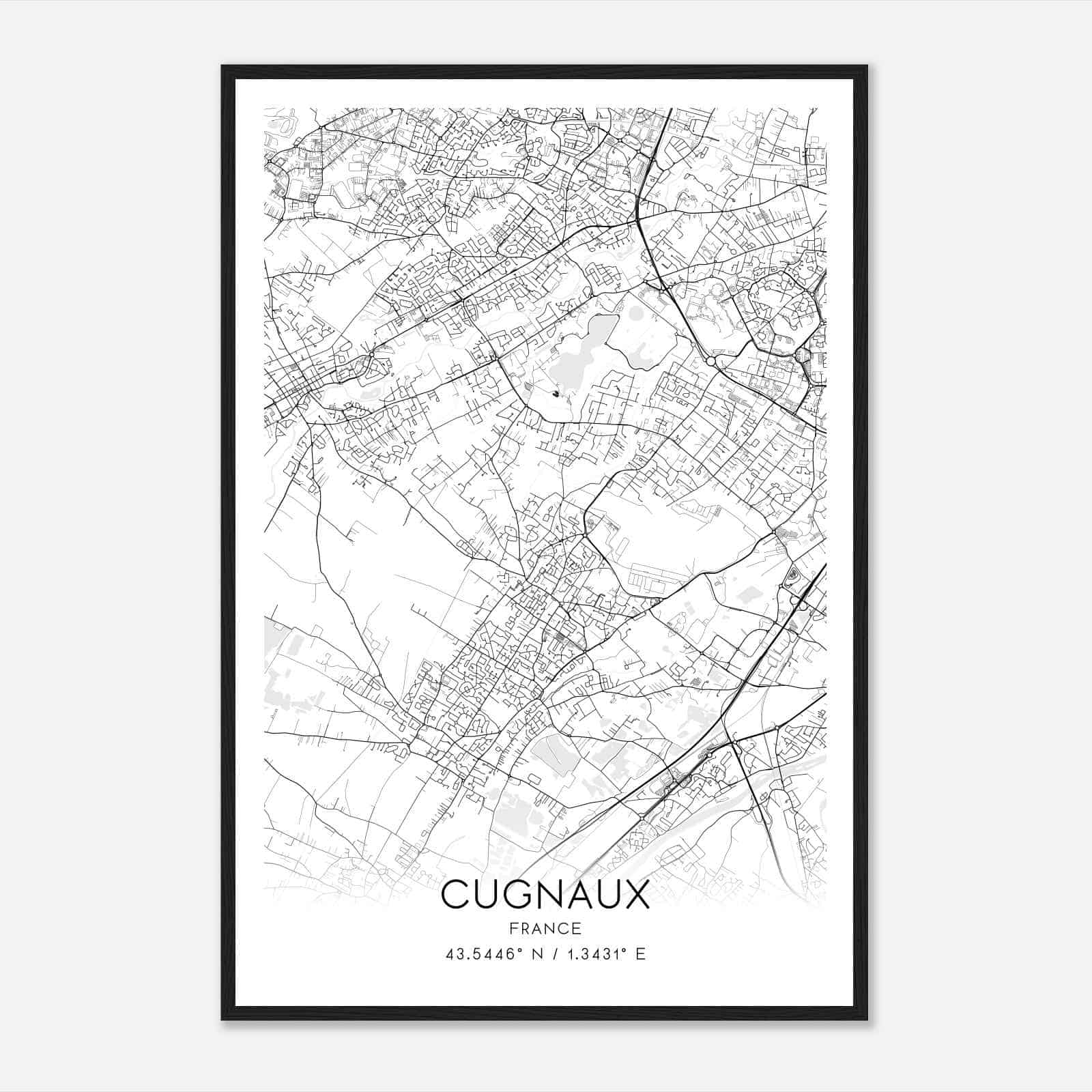 Cugnaux France Map Poster, Modern Home Decor Wall Art Print