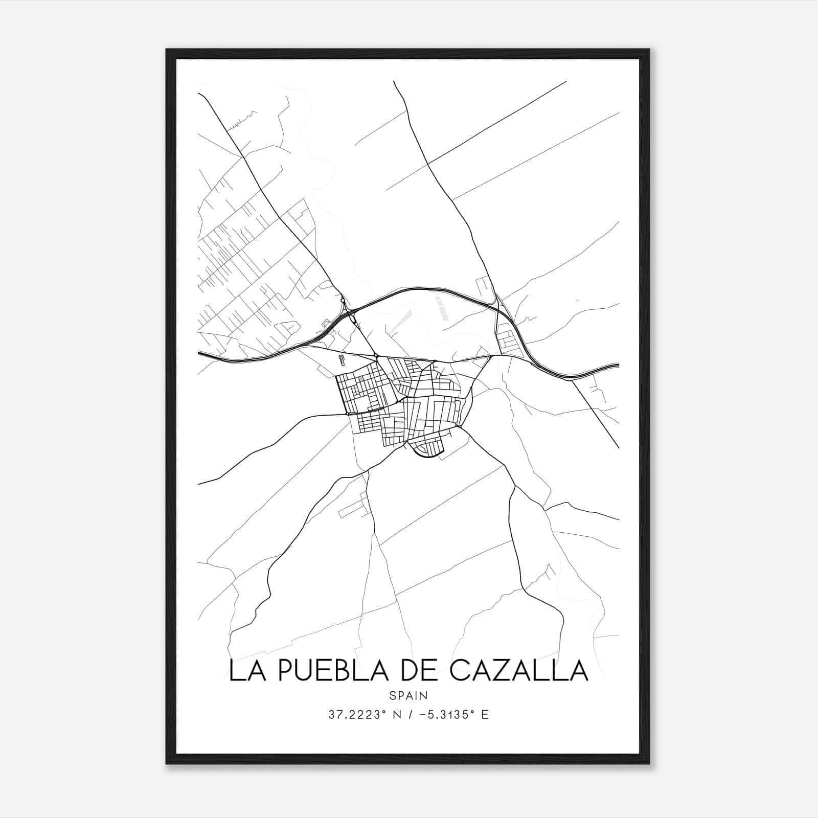 La Puebla de Cazalla Spain Map Poster, Modern Home Decor Wall Art Print