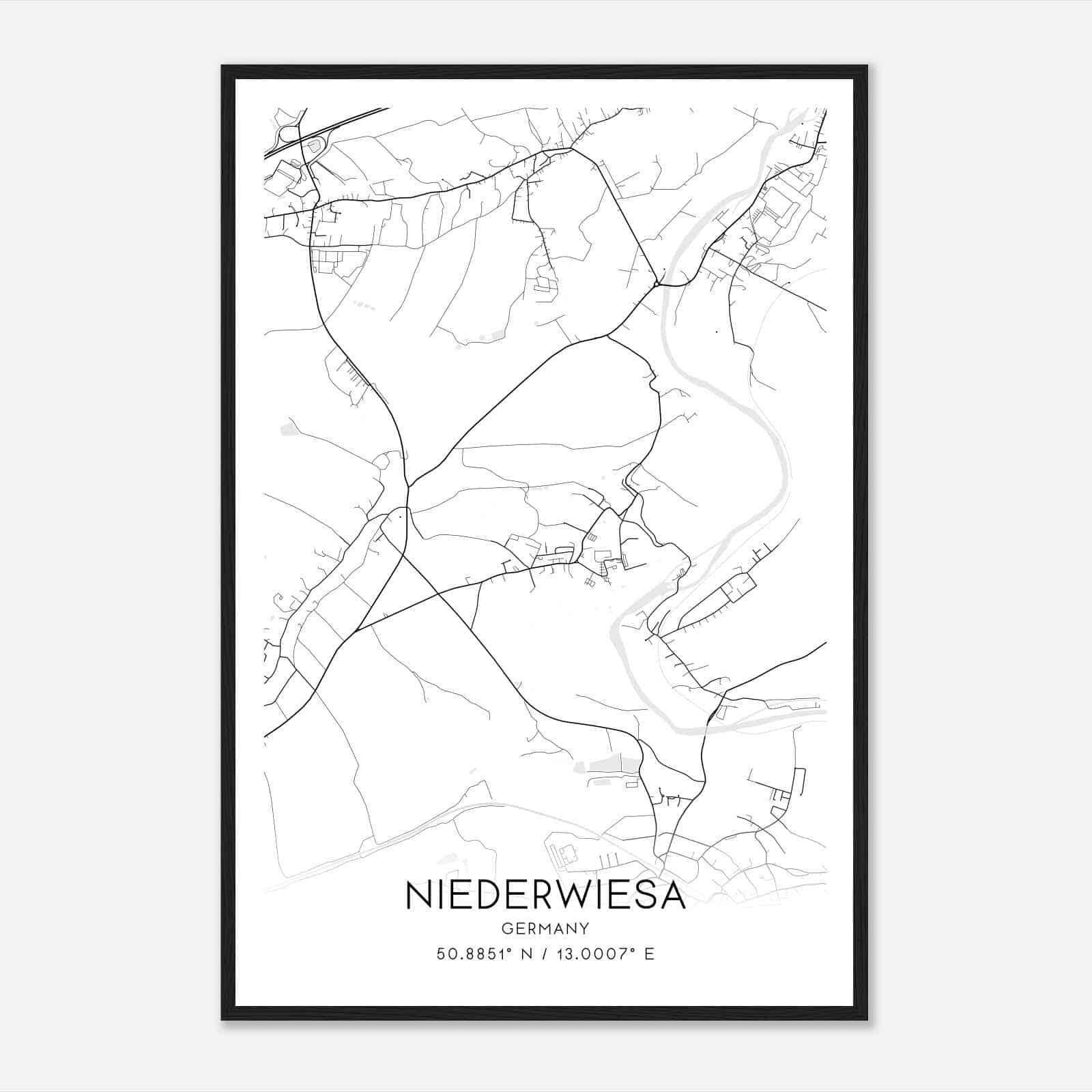 Lichtenwalde Germany Map Poster, Modern Home Decor Wall Art Print
