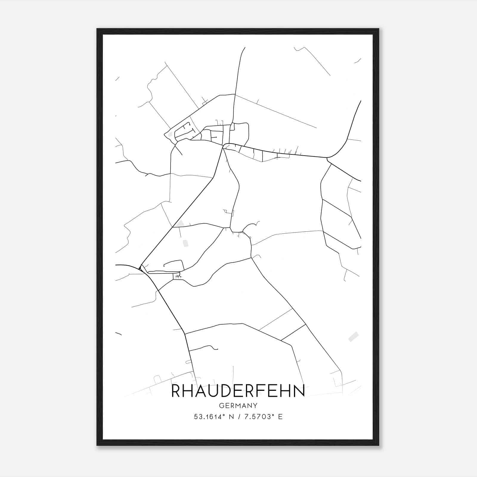 Rhaude Germany Map Poster, Modern Home Decor Wall Art Print